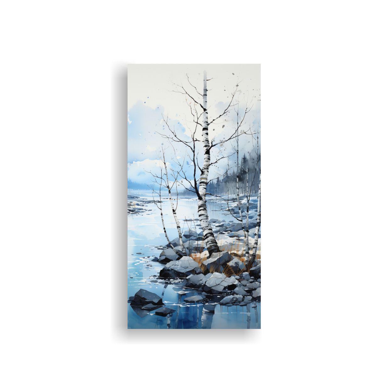 Pintura Abstracta De Un árbol De Abedul Bonsái 70x140cm-0