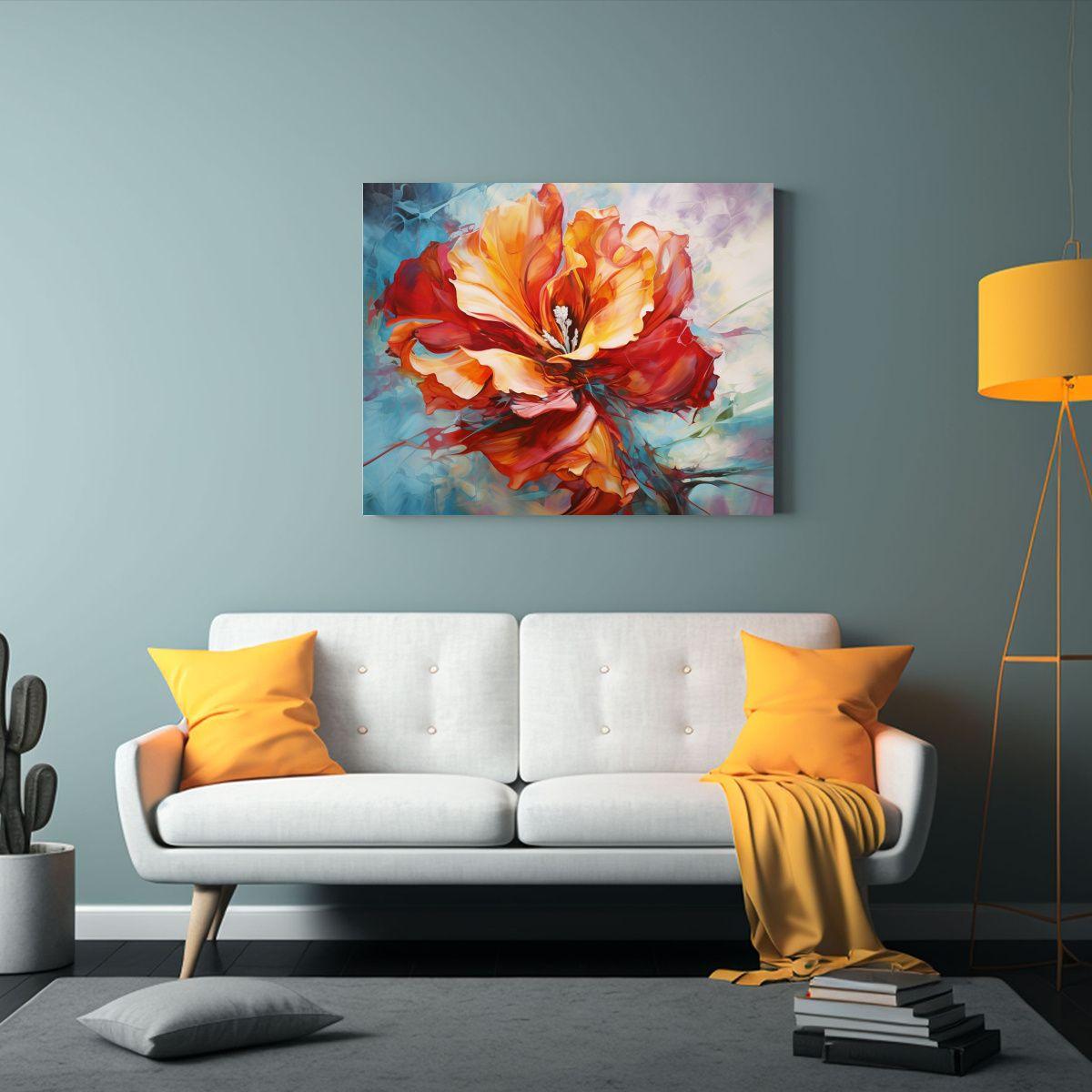 Pintura Abstracta De Flores De Alto Detalle En óleo. 90x60cm-2