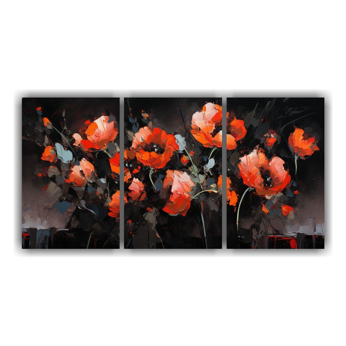 Tres Lienzos De Tela Moderno Original Pintura En 120x60 Cm-0