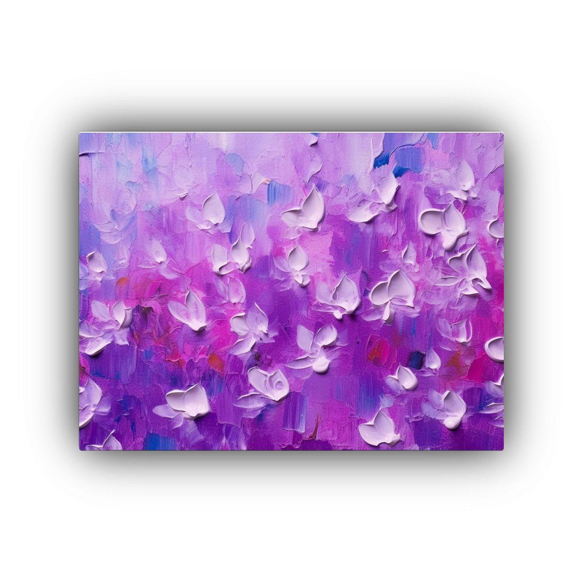 Cuadro Floral Abstracto Con Diminutas Flores Lila En Primer  45x30cm-0
