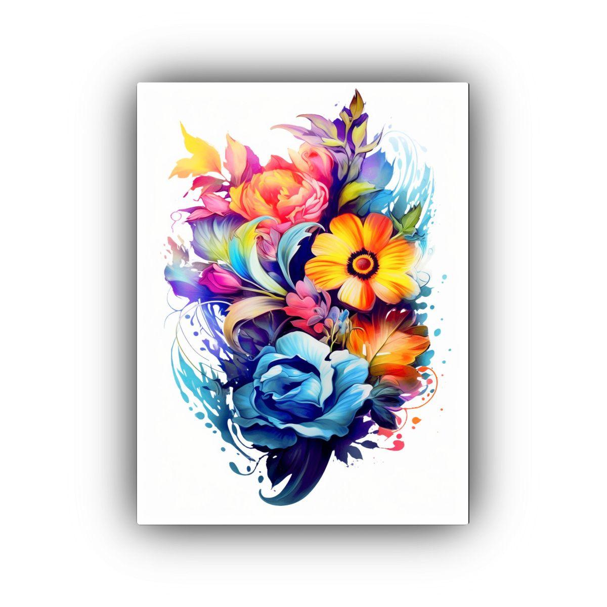 Cuadro Floral Con Vividos Colores Para Decoración 40x60cm-0