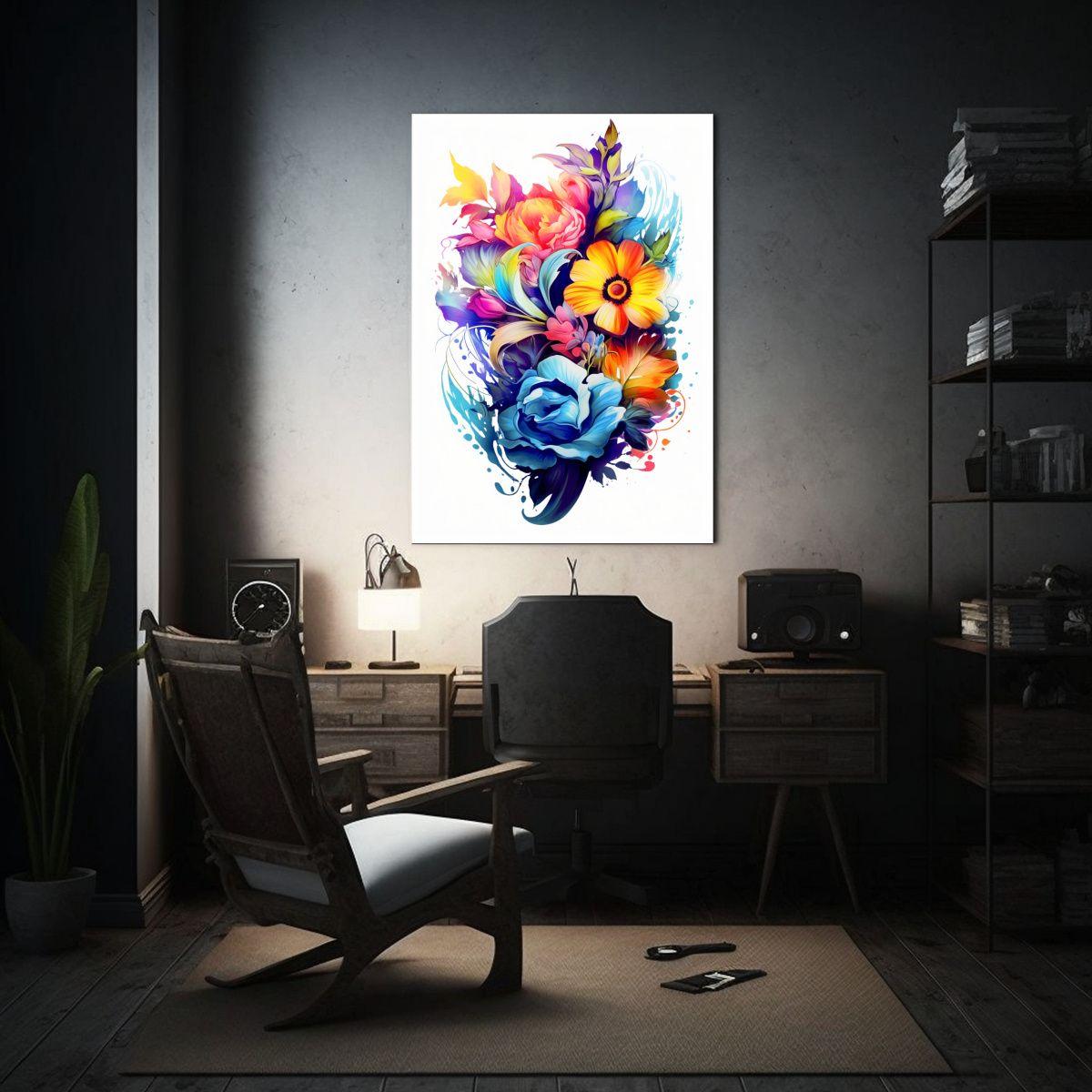 Cuadro Floral Con Vividos Colores Para Decoración 40x60cm-2
