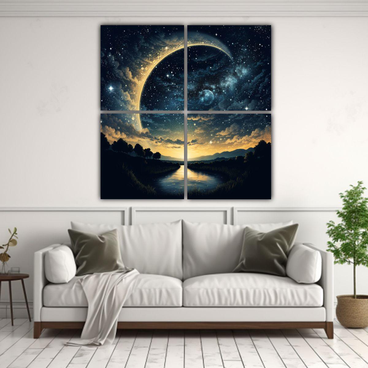Cuadro Estrellado Con Cielo Estrellado Y Hermosa 200x200 Cm-2