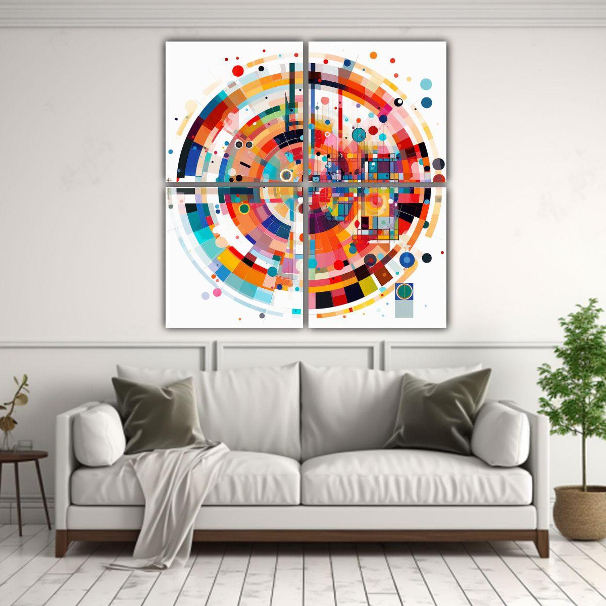 Cuatro Lienzos Movimiento Alegre: Pinturas 60x60 Cm-2