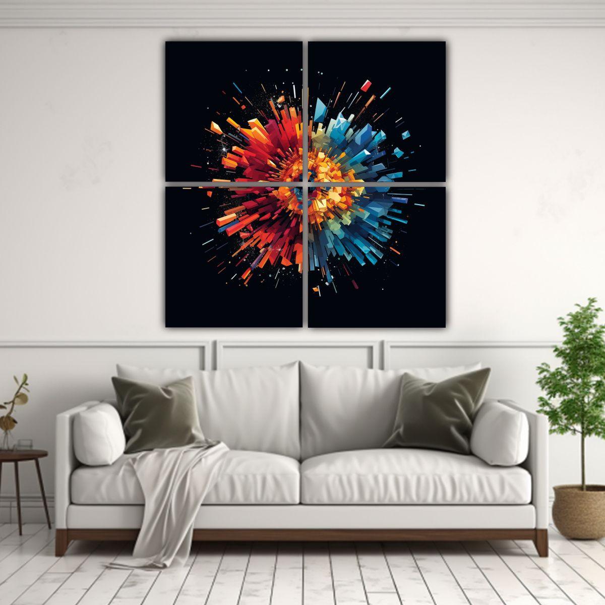Cuatro Telas Bastidor Inspiración Cocina Sumin 140x140 Cm-2