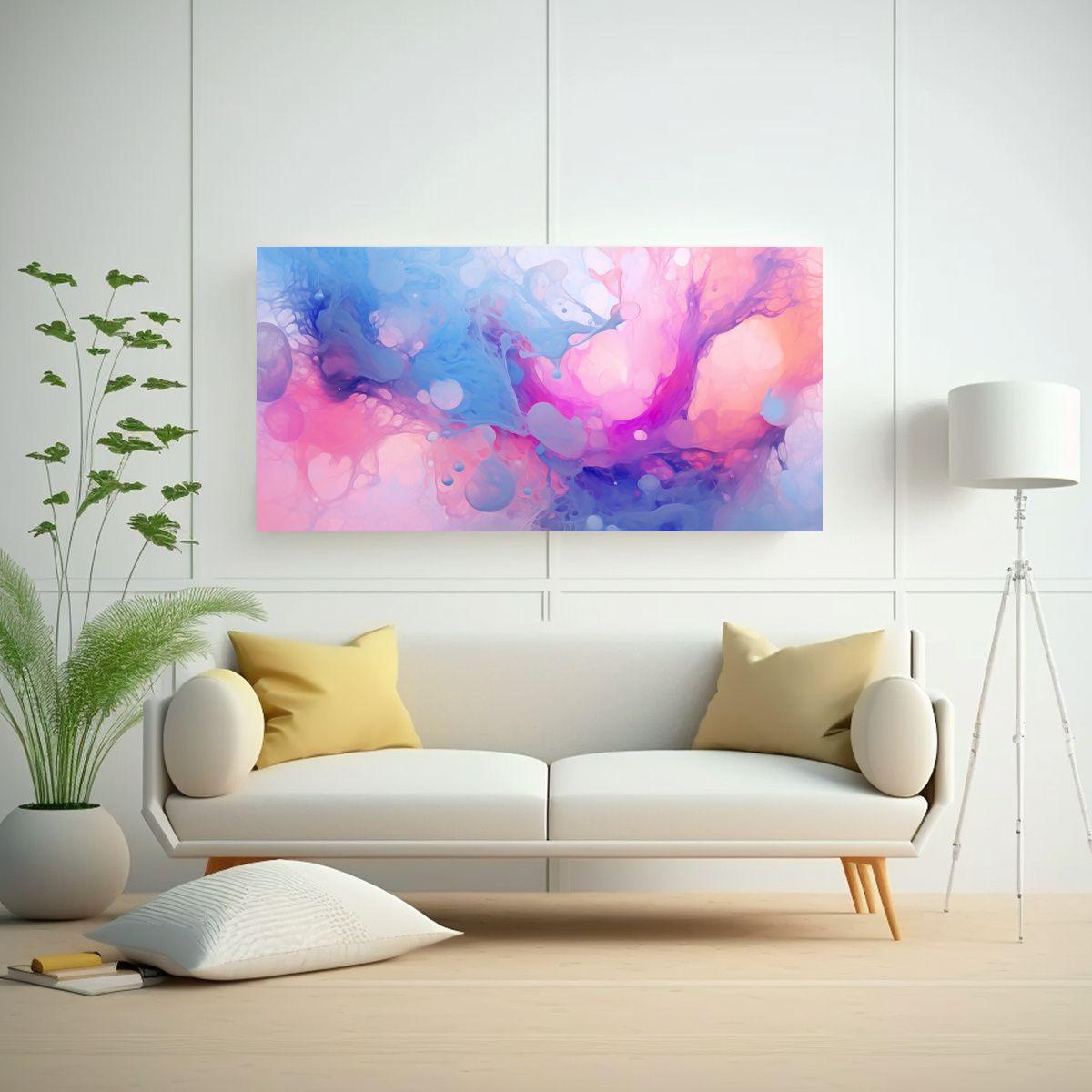 Tela Bastidor Abstracto Colorido Acuarela Relieve 160x80cm-2