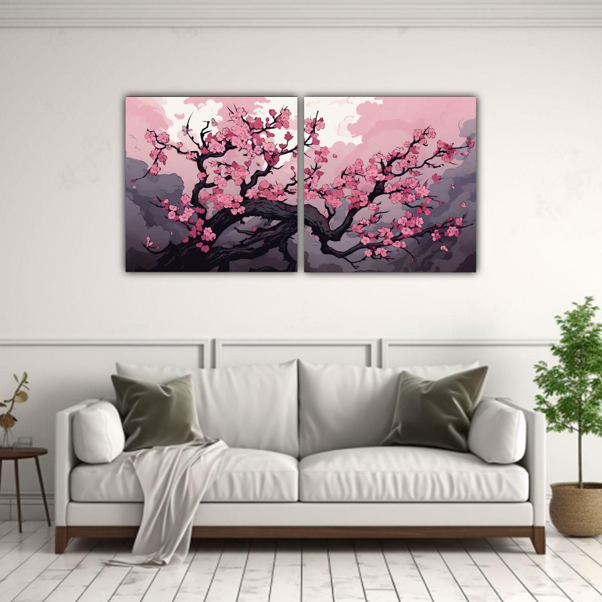 Pinturas Decorativas De Dos Lienzos En Tela 140x70 Cm-2