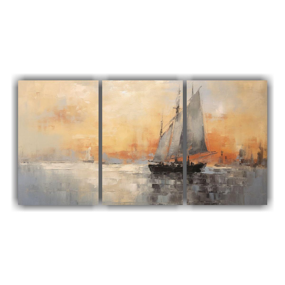 Tres Lienzos De Tela Imagen Esquema Boudin 240x120 Cm-0