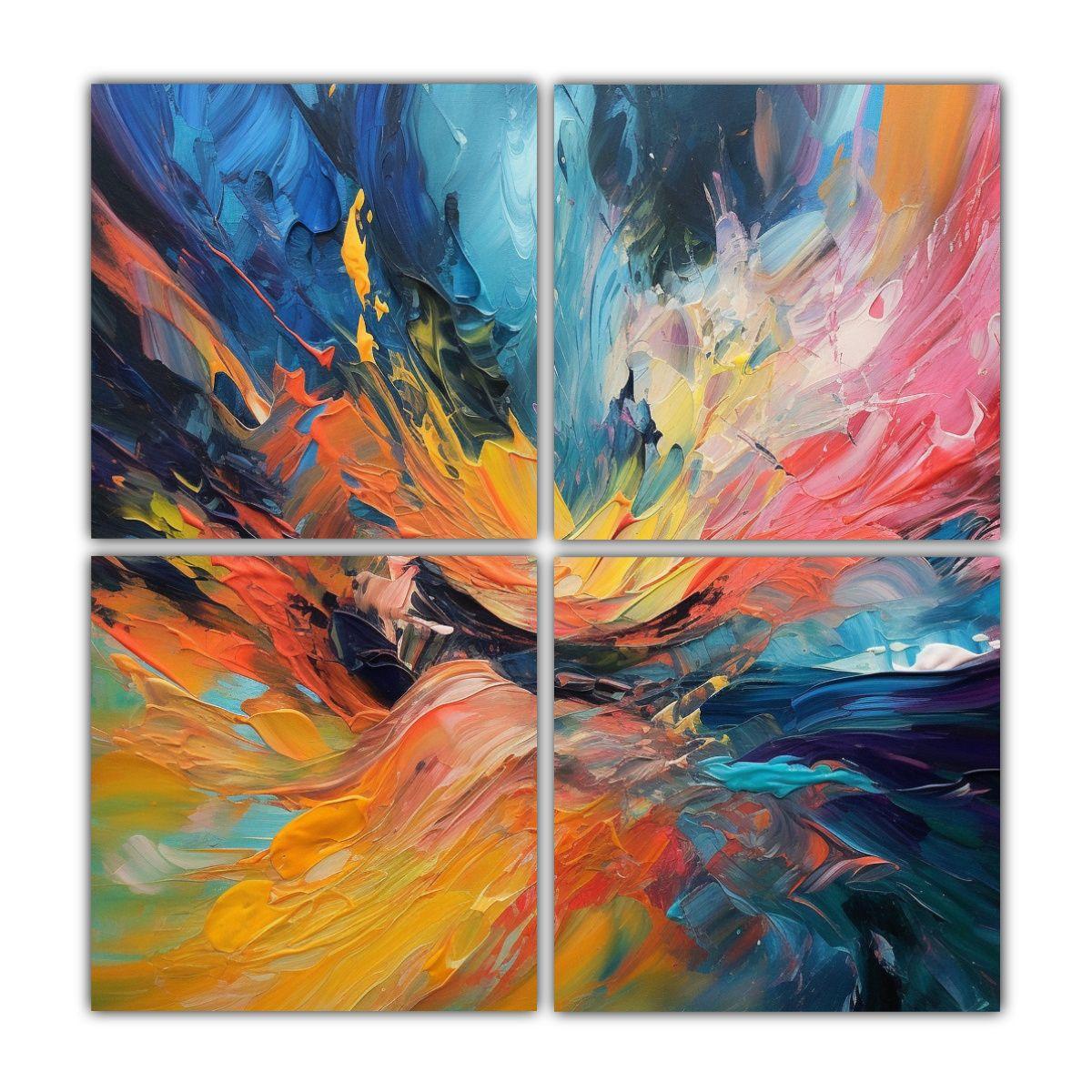 Arte De Pared Abstracto Colorido Inspiración 100x100 Cm-0