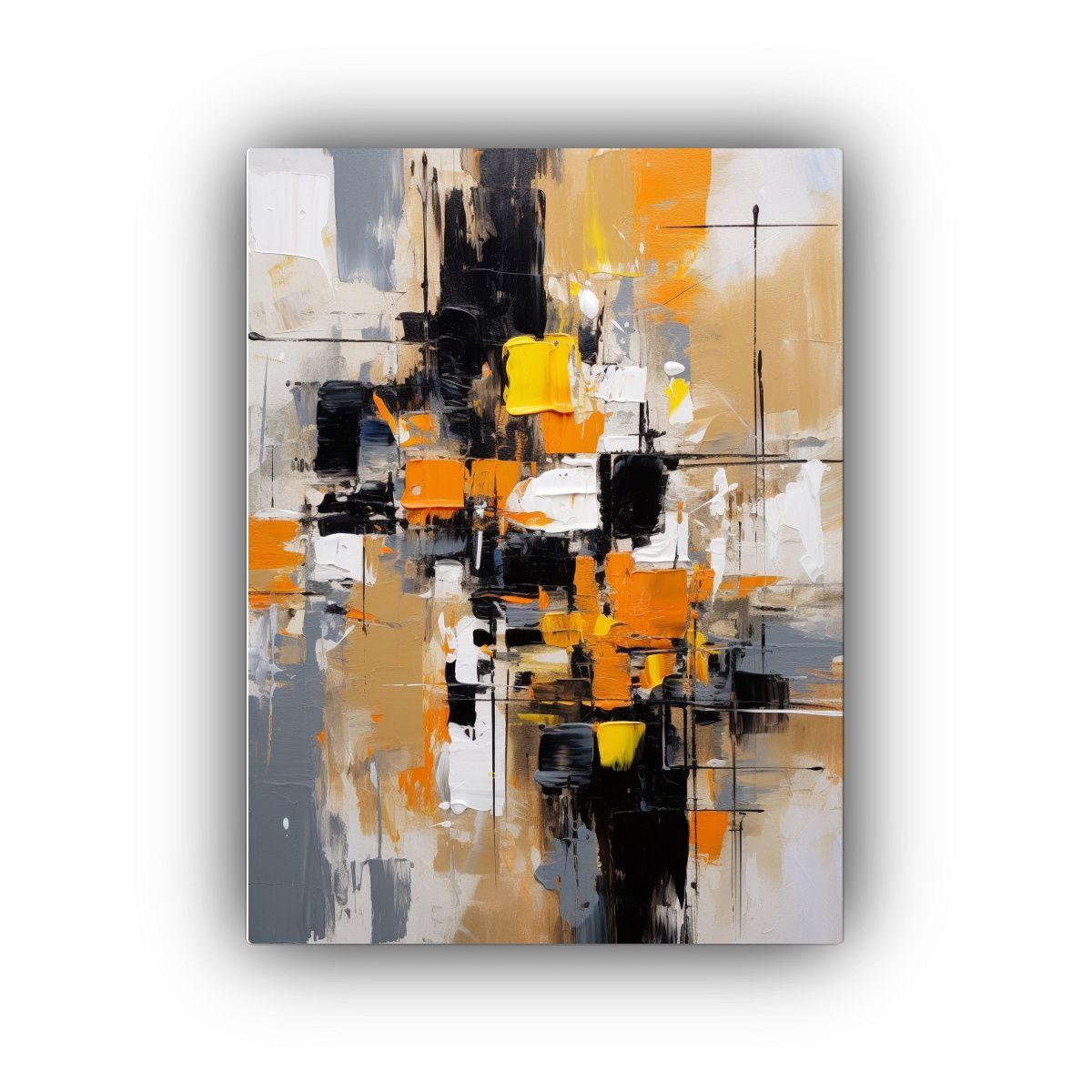 Pintura Abstracta Texturizada En Bastidor Sobre Fondo Blanco 30x45cm-0