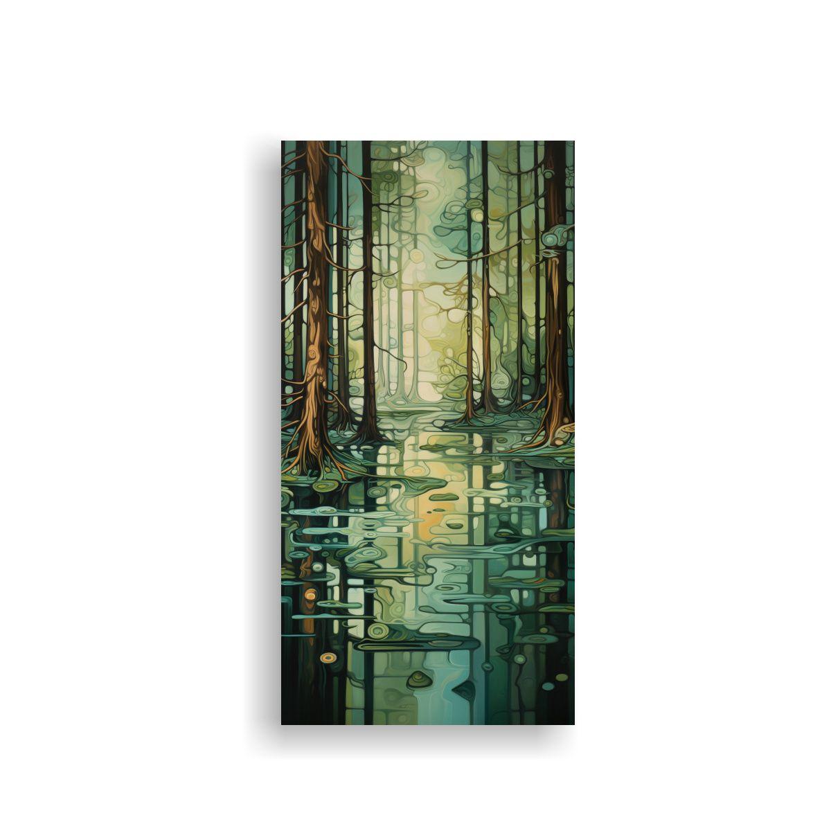 Cuadro Abstracto De Un Hermoso Estanque Forestal 60x120cm-0