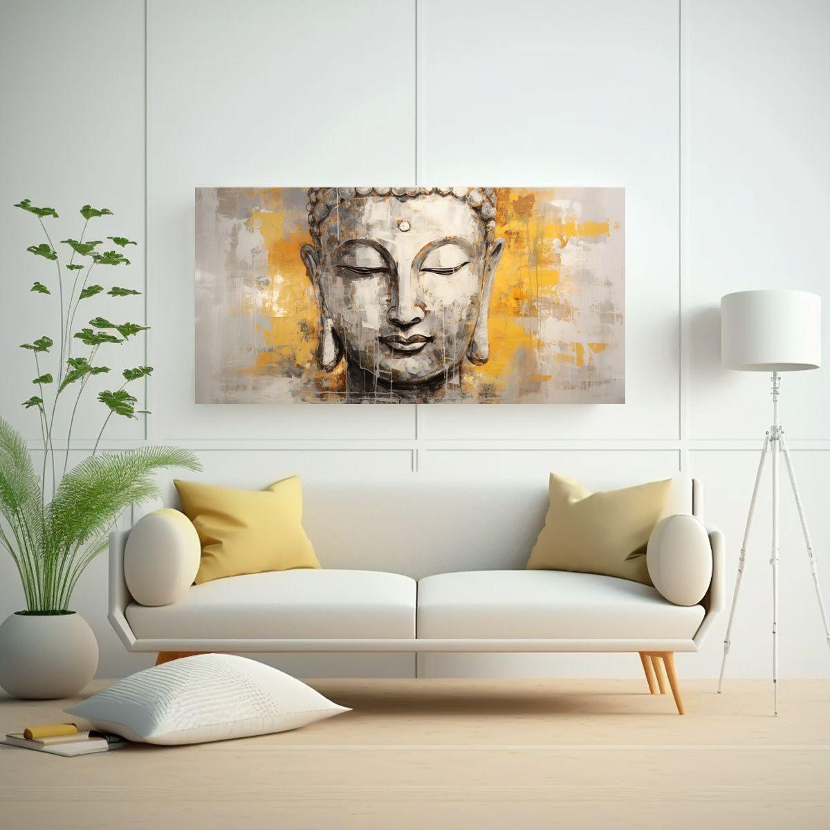 Pinturas Decorativas Abstractas Buddha En Tonos 100x50cm-2