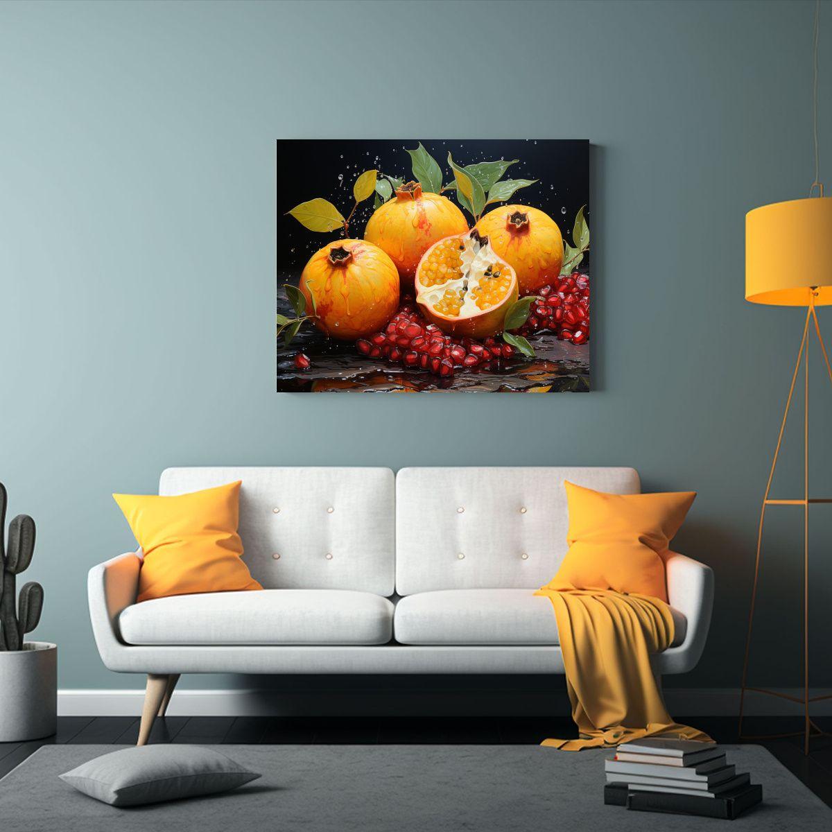 Pintura Abstracta De Un Granado Amarillo Y Negro Con Contras 65x50cm-2