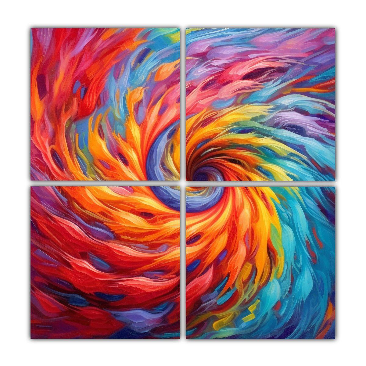 4 Lienzos De Tela Tema Esquema Vórtice Vibrante 120x120 Cm-0