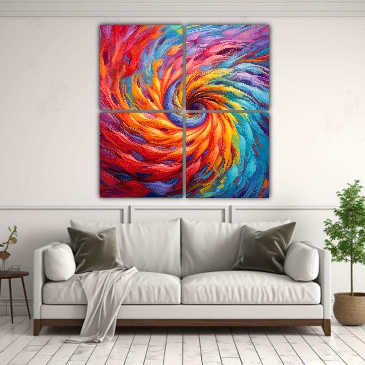 4 Lienzos De Tela Tema Esquema Vórtice Vibrante 120x120 Cm-2