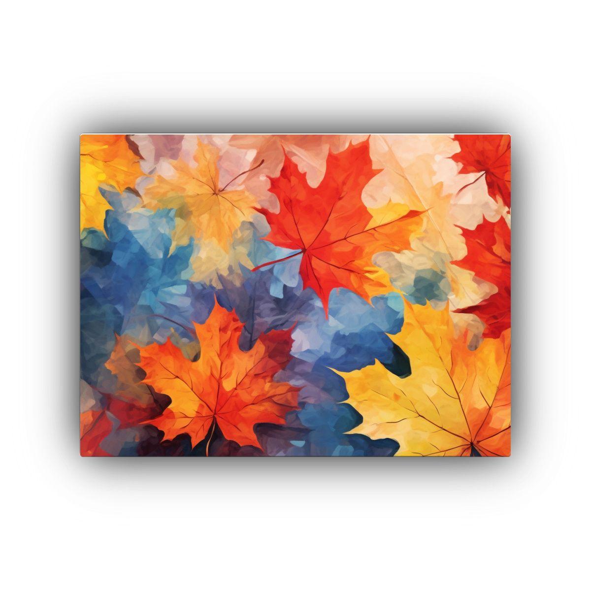 Cuadro De Otoño Con Hojas De Arce En Textura De 90x60cm-0