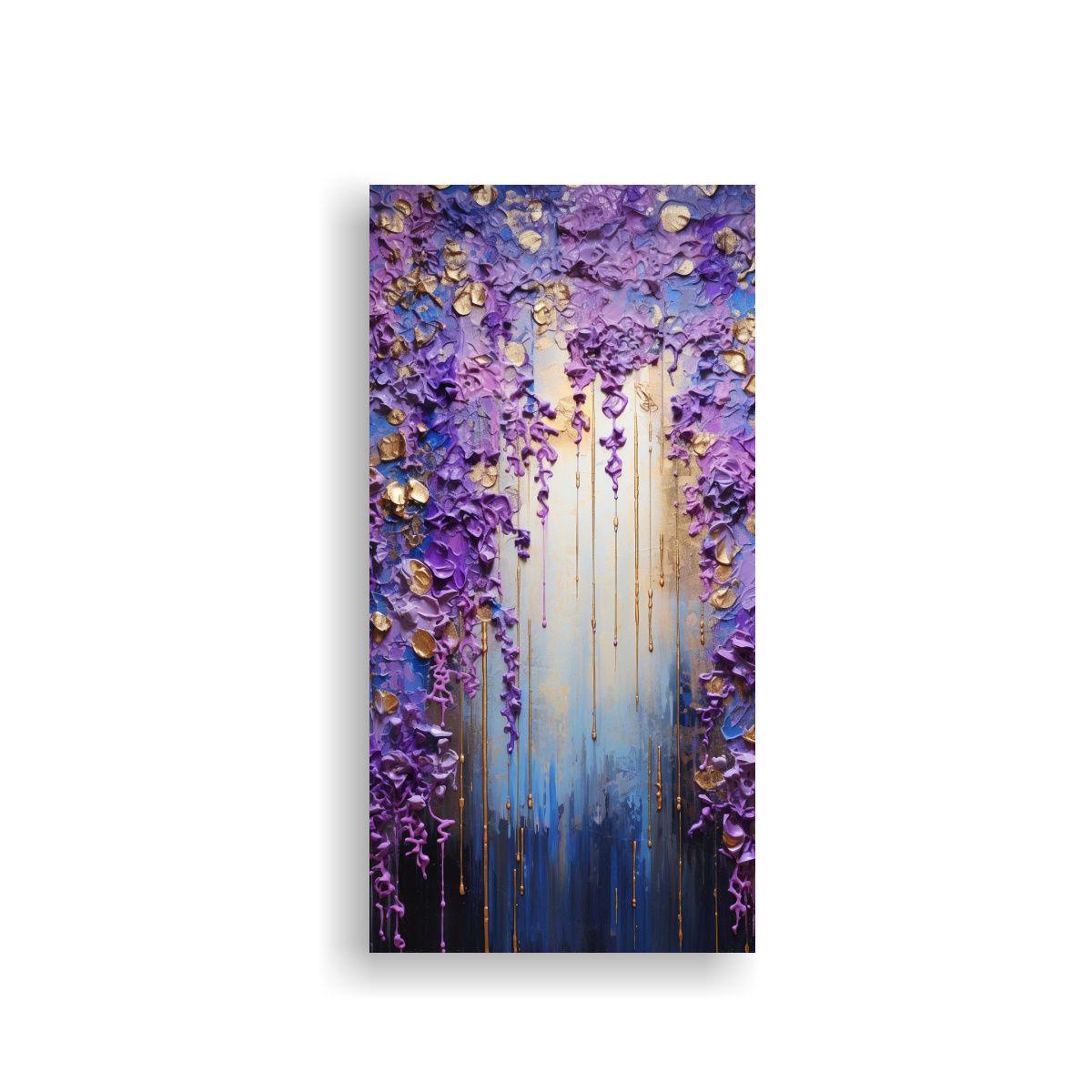 Pintura Minimalista En Morado Y Dorado En Estilo 50x100cm-0