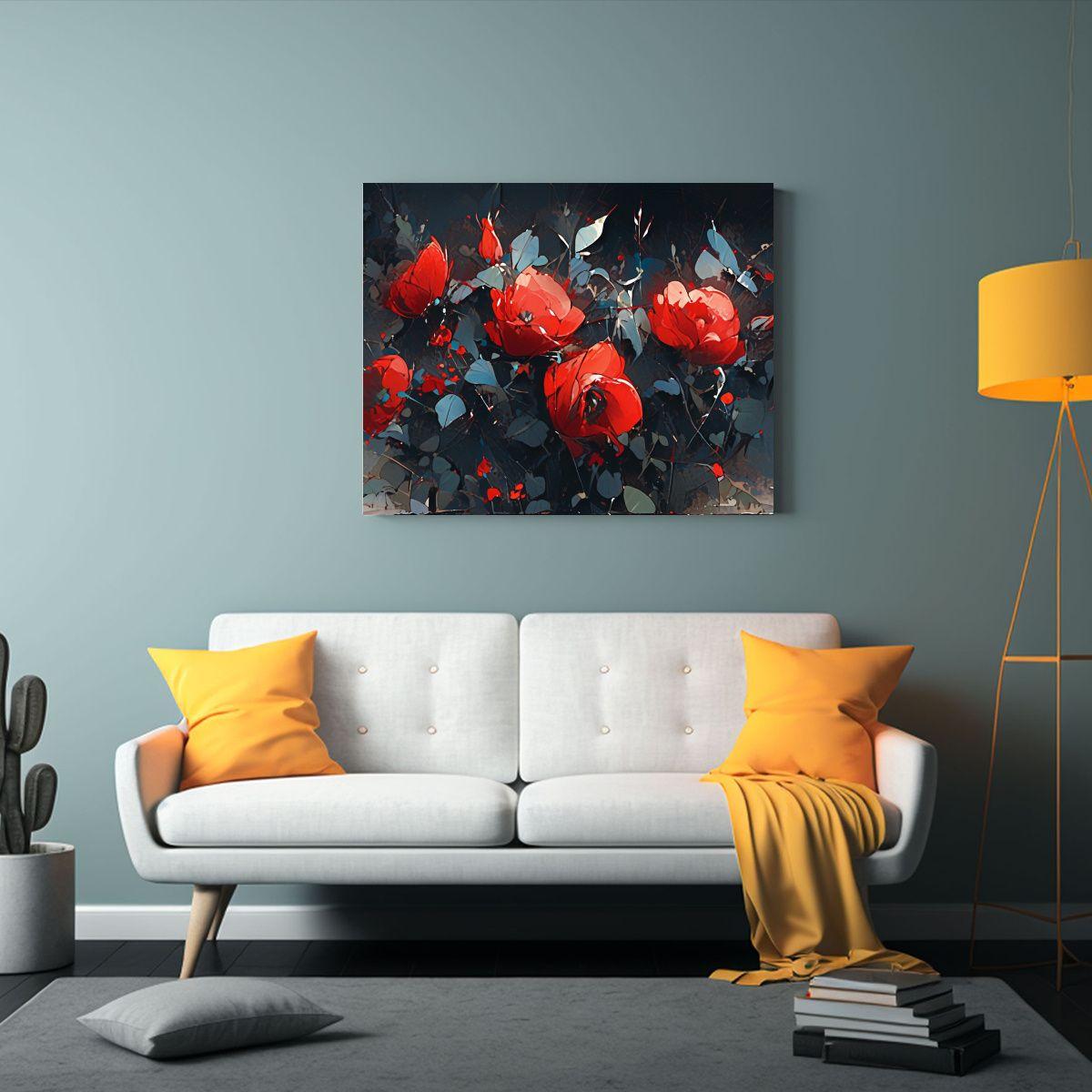 Cuadro En Lienzo Flores Tonos Mágicos Estilo Decorativo Osc 50x40cm-2