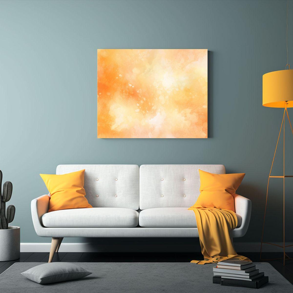 Pinturas Decorativas Con Salpicaduras Naranjas Y Blancas. 45x30cm-2