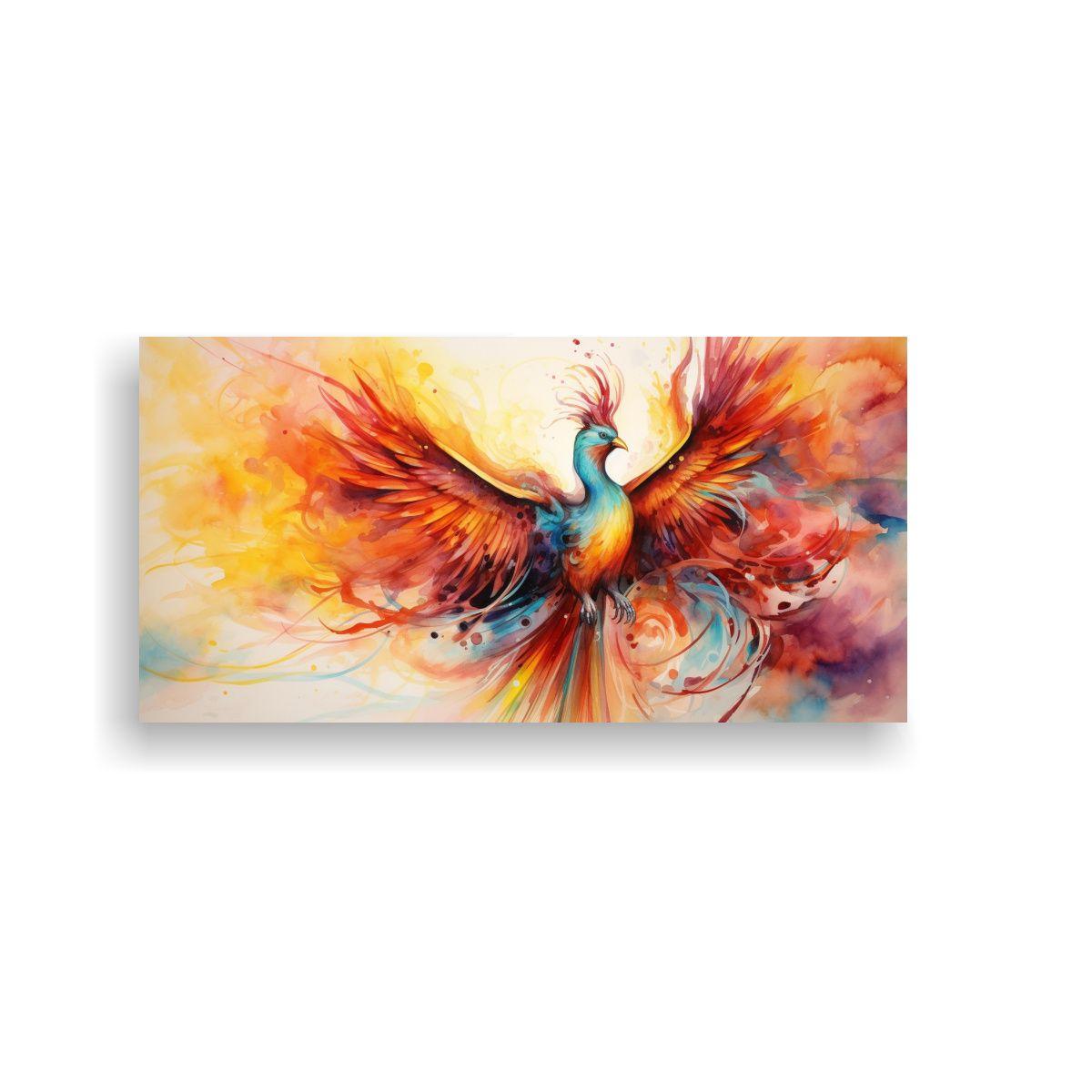 Pintura Acuarela Phoenix Equilibrio Colorido Estil 40x20cm-0