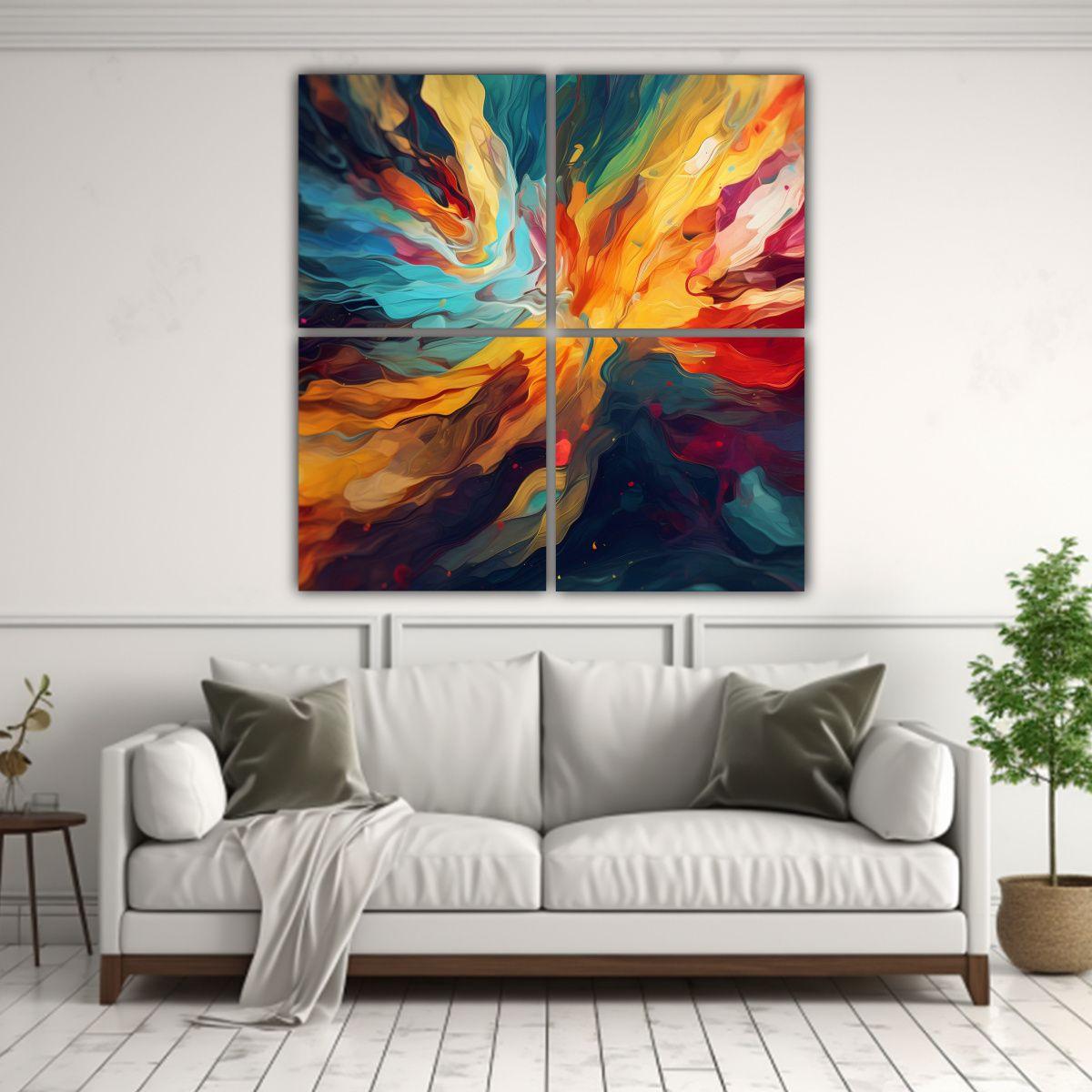 Arte Abstracto En Bastidor Cuadrado, Exposición 40x40 Cm-2
