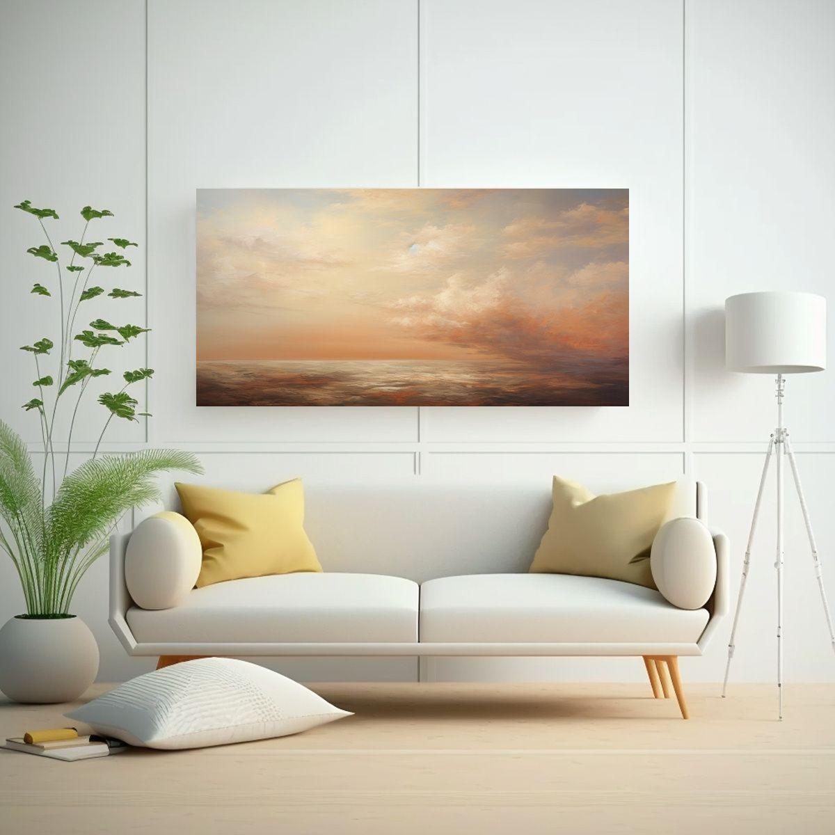Cuadro Abstracto En Lienzo Con Forma De Cielo Y Ma 140x70cm-2