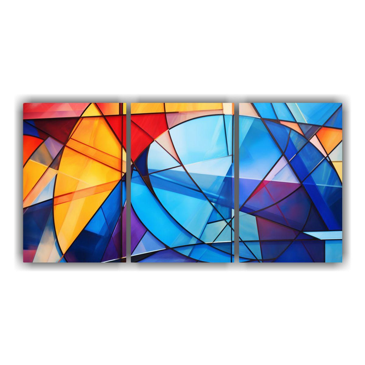 Conjunto 3 Artes Abstractas Dormitorio Pintura 240x120 Cm-0