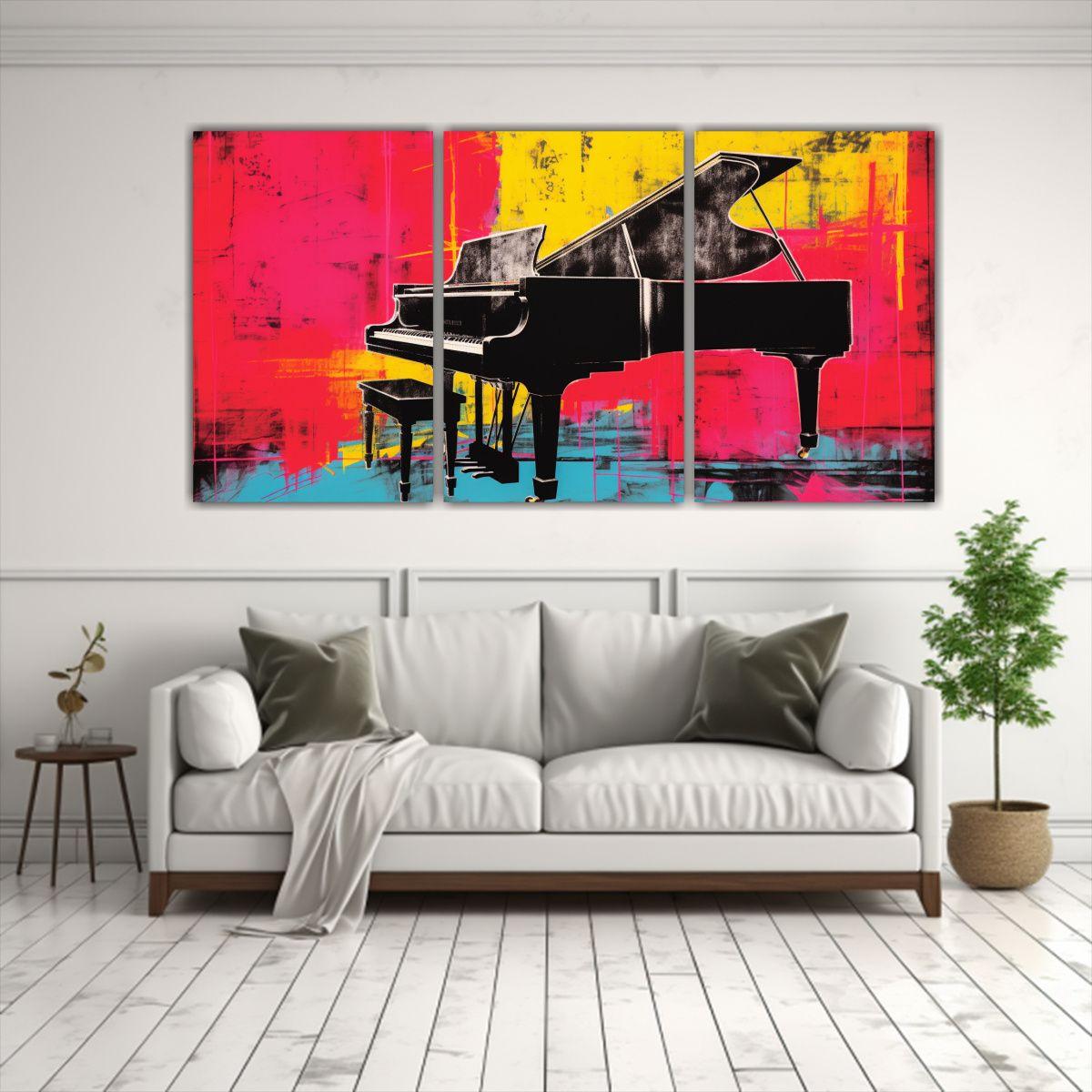 Tres Lienzos De Tela Conceptual Para Comedor By 240x120 Cm-2