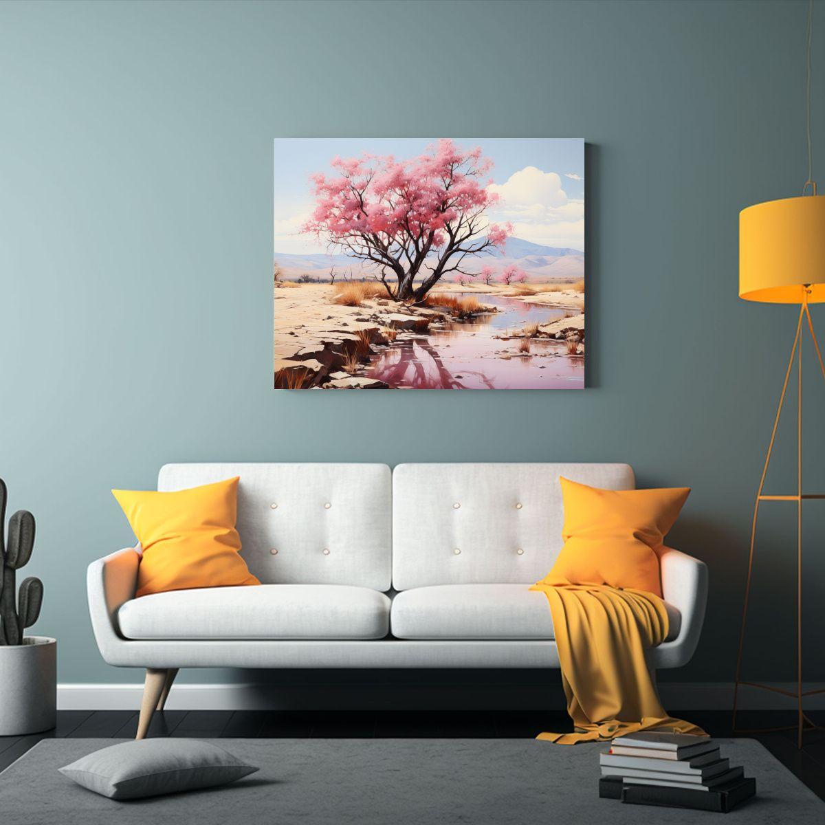 Cuadro En Lienzo Con Tema Floral Y árbol De Ocotillo En Col 120x80cm-2