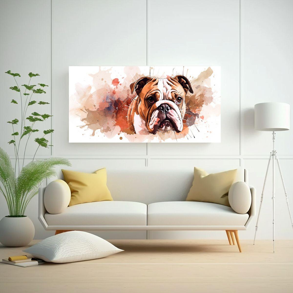 Cuadro Moderno Esquema Bulldog En Tonos Pastel Y 40x20cm-2