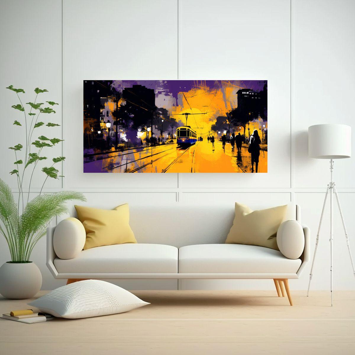 Pinturas Modernas Lienzo Calidez Santiago, Chile 40x20cm-2