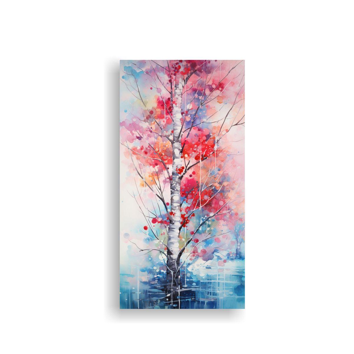 Pintura Abstracta De árboles Aspen En Colores 30x60cm-0