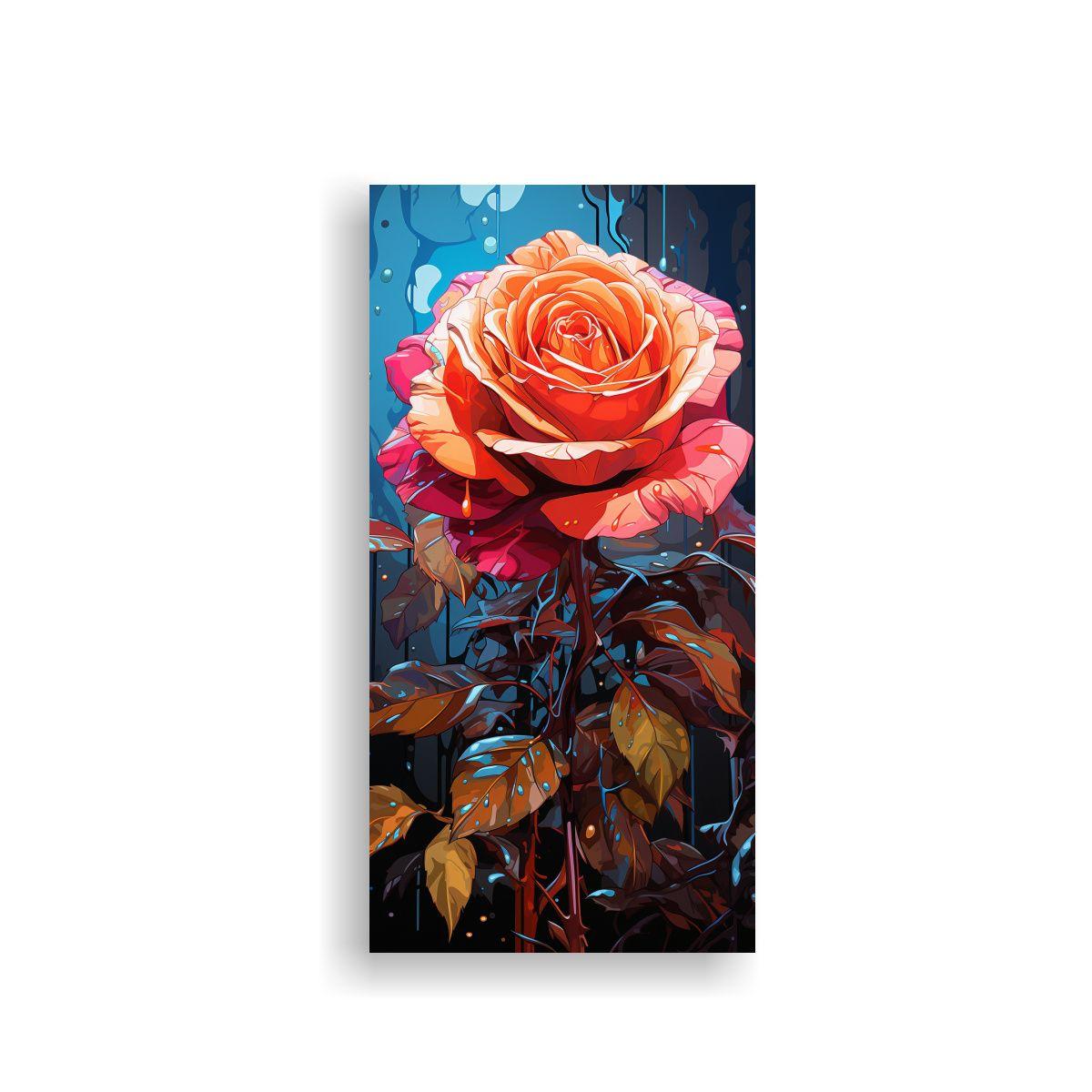 Pintura Decorativa Estilo Galería Con Rosa Y 80x160cm-0