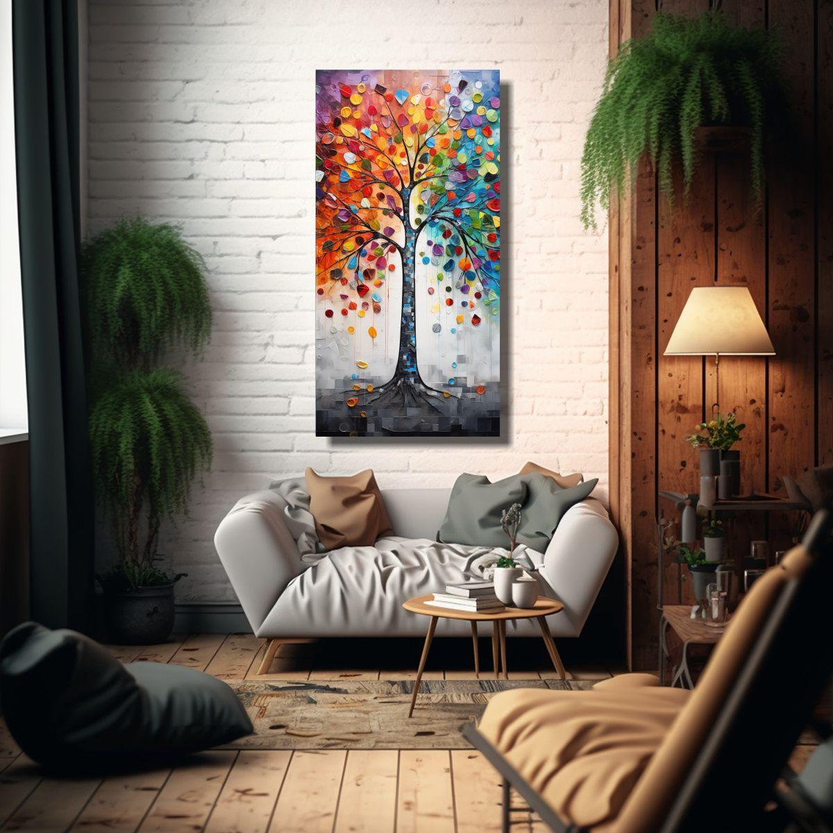Pintura Decorativa Armonía De Colores En Alta 70x140cm-2