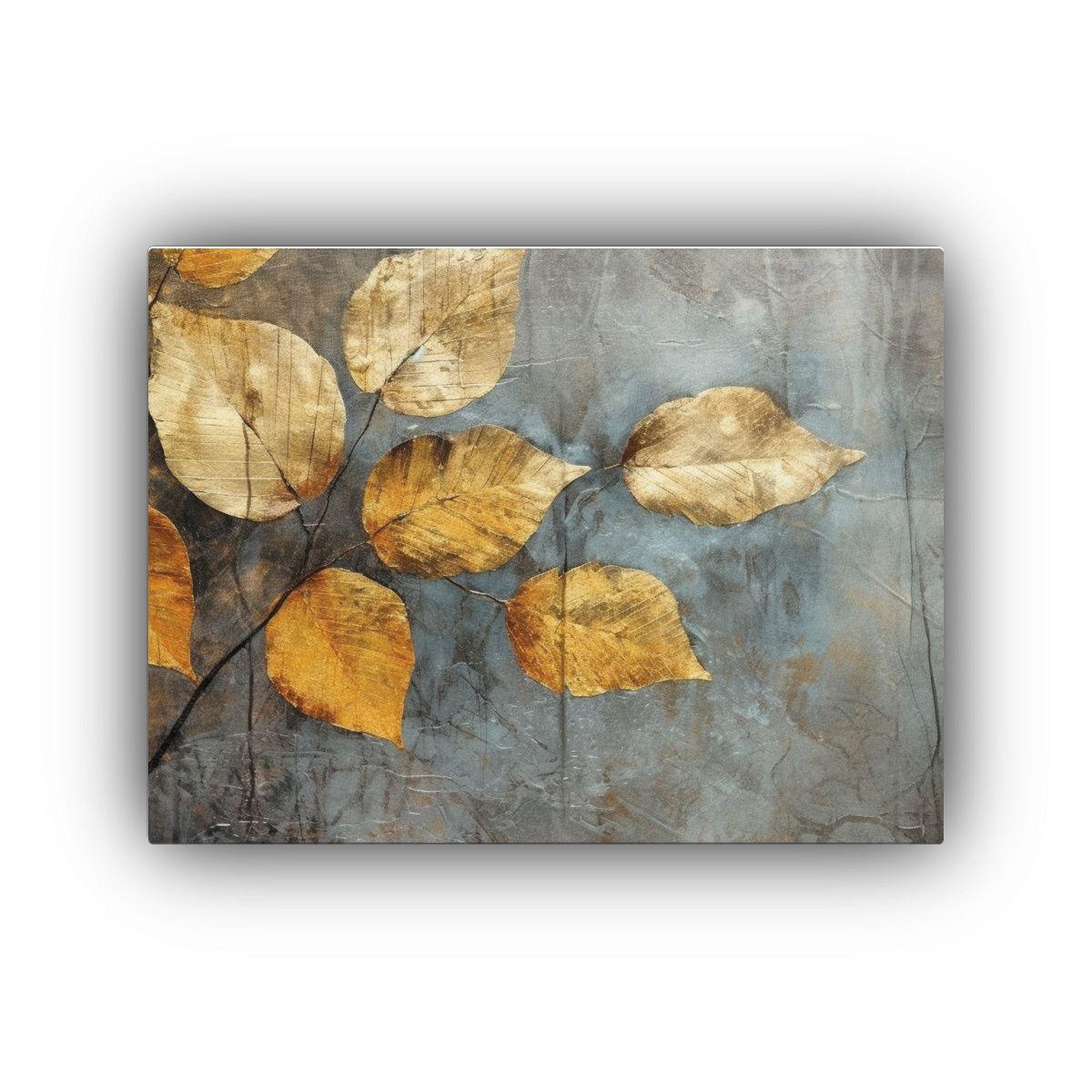Pintura Abstracta Vintage Con Efecto Visual De Hojas. 45x30cm-0