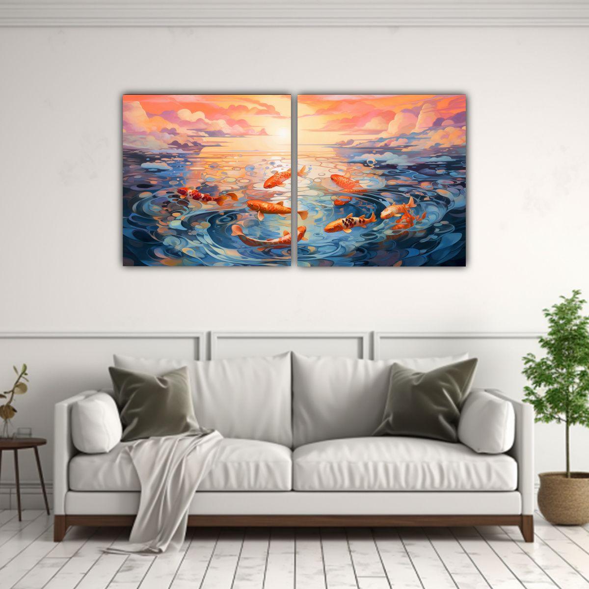 Pinturas Decorativas De Tela Acuarela Ripples 100x50 Cm-2