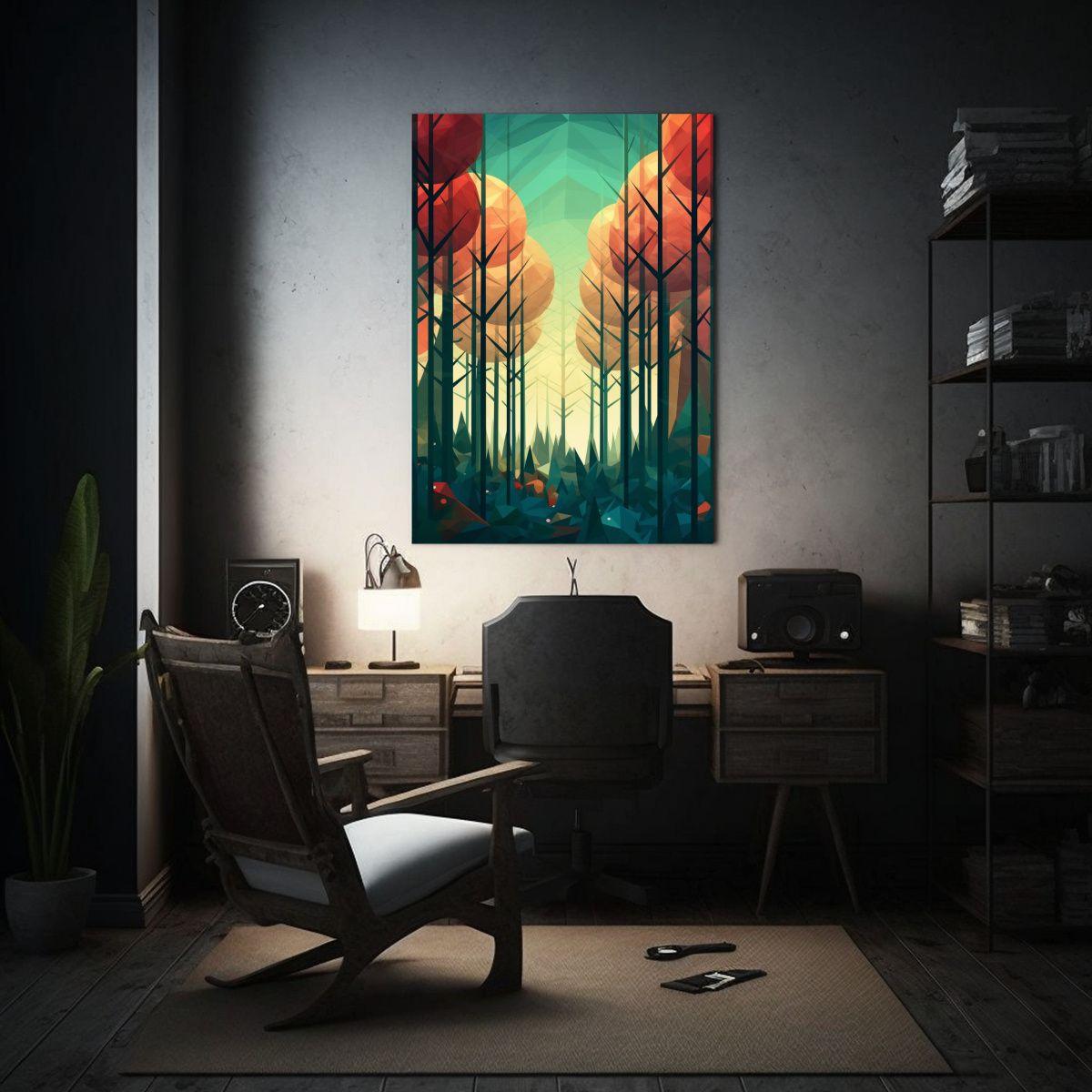 Lienzo Diseño Geométrico Figuras Forestales 40x50cm-2