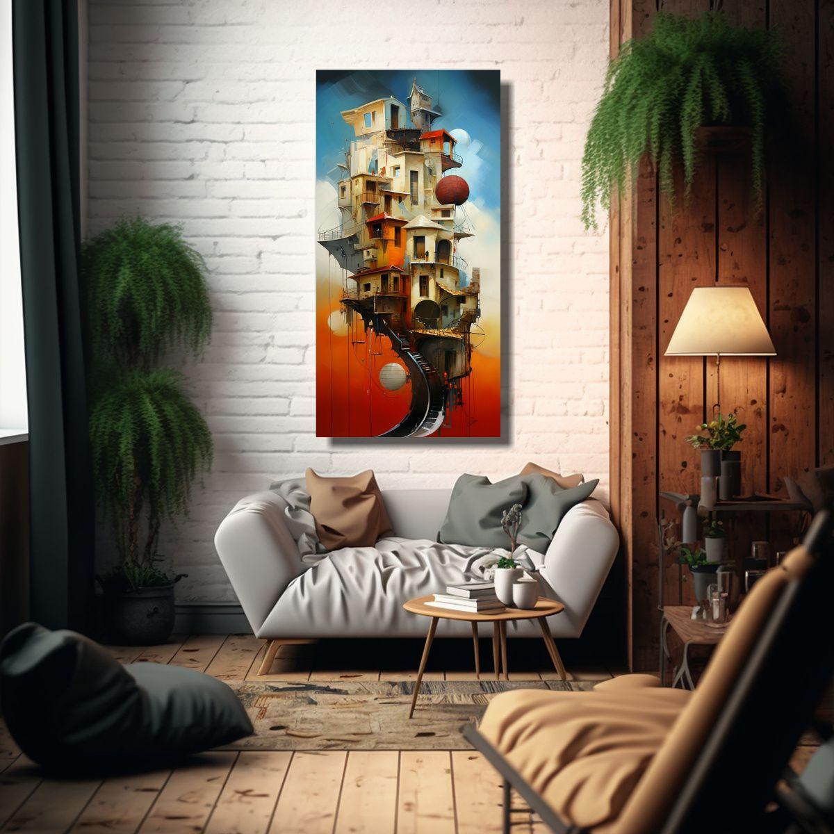 Cuadro Abstracto Emociones Y Arquitectura Fusión 50x100cm-2