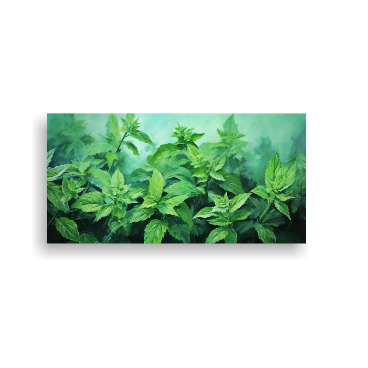 Pintura Abstracta De Hierbas Menta En Estilo Estil 60x30cm-0