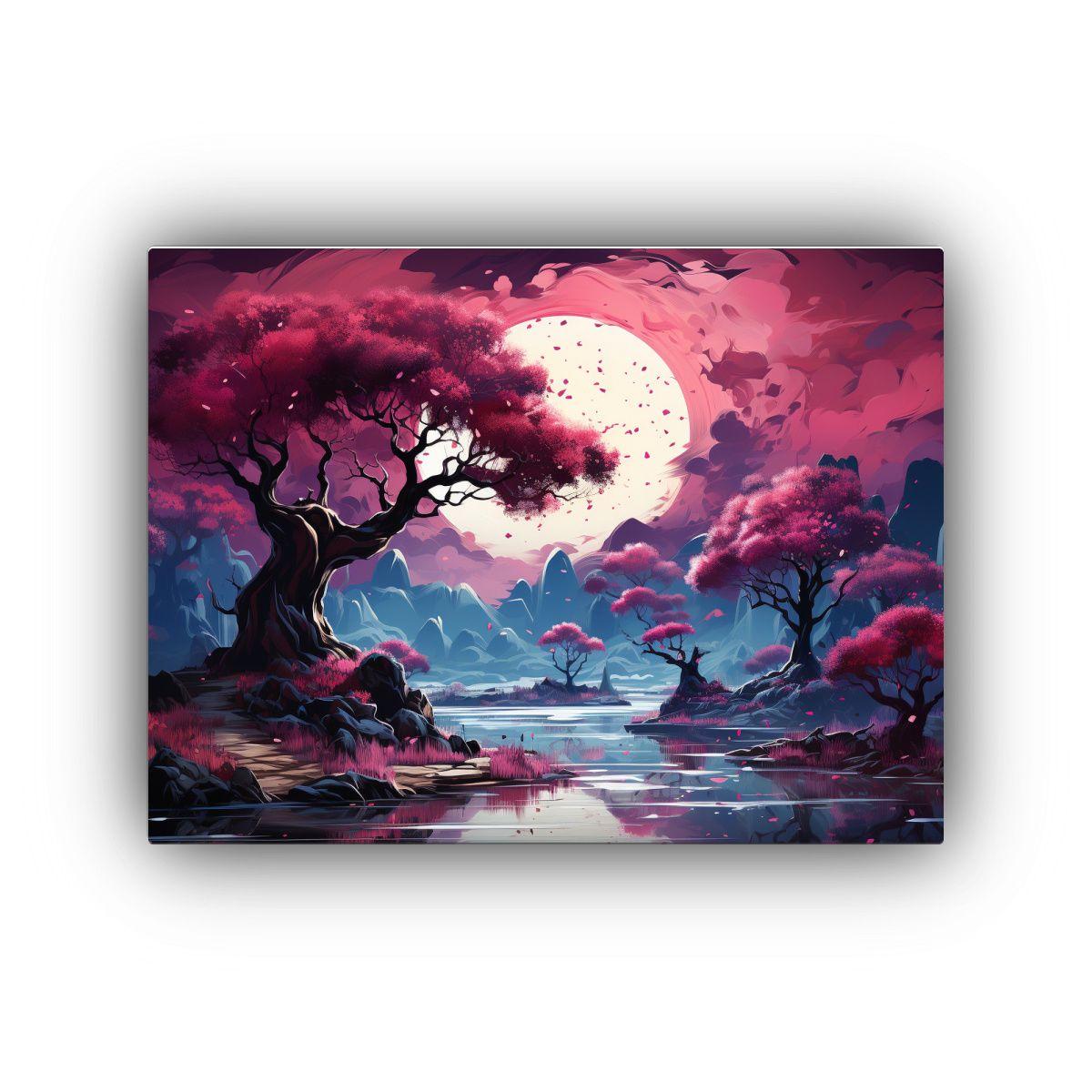Cuadro único Manglar Morado: Atmósfera Neonoir. 75x50cm-0