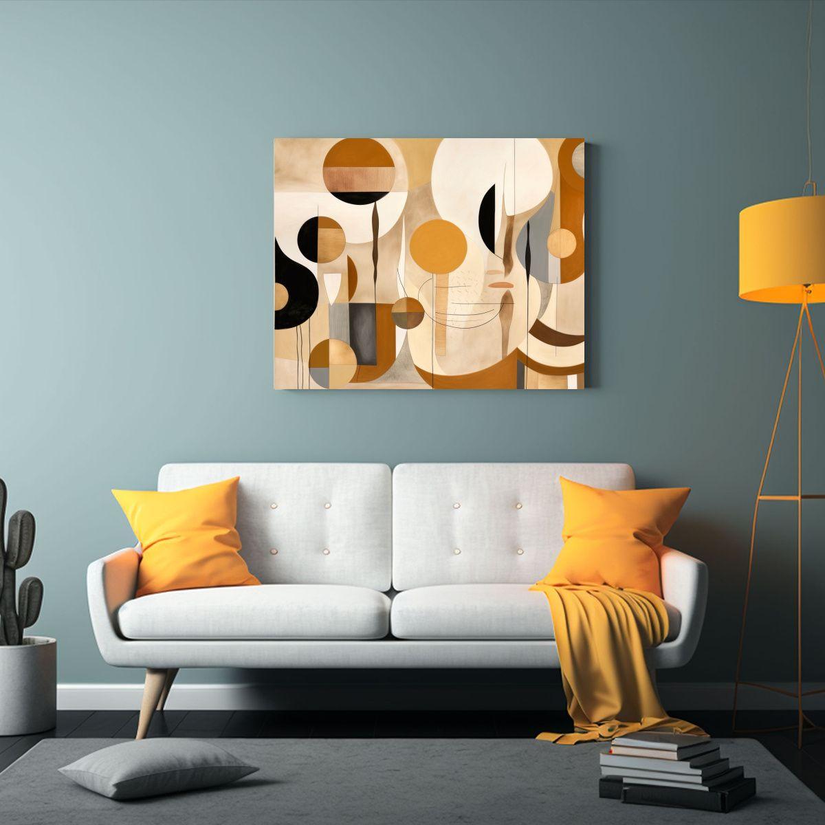 Cuadro Venta Intenso: Arte Africano Abstracto Con Formas Org 65x50cm-1