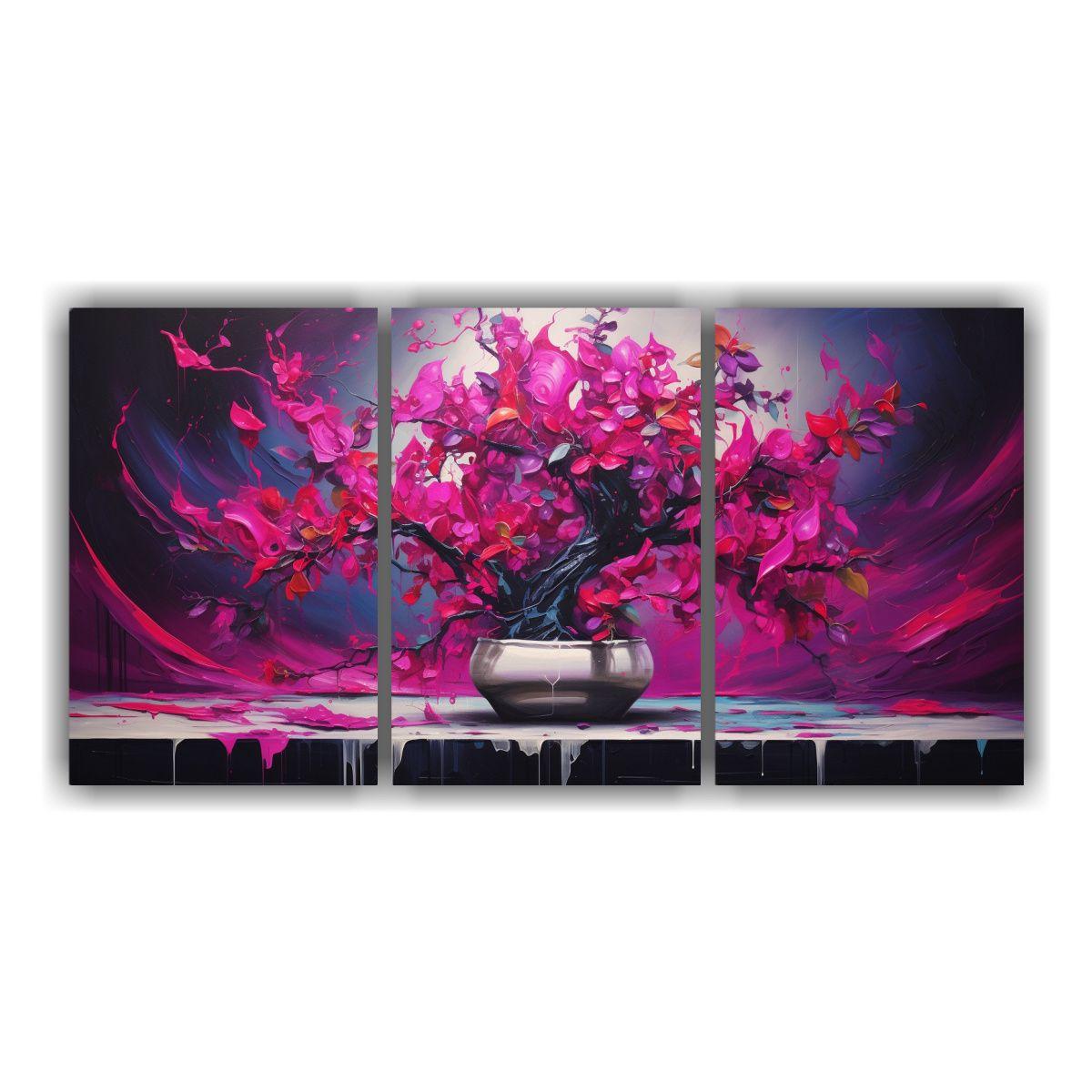 Pintura Abstracta De Fucsia En Lienzo Arte 90x45 Cm-0