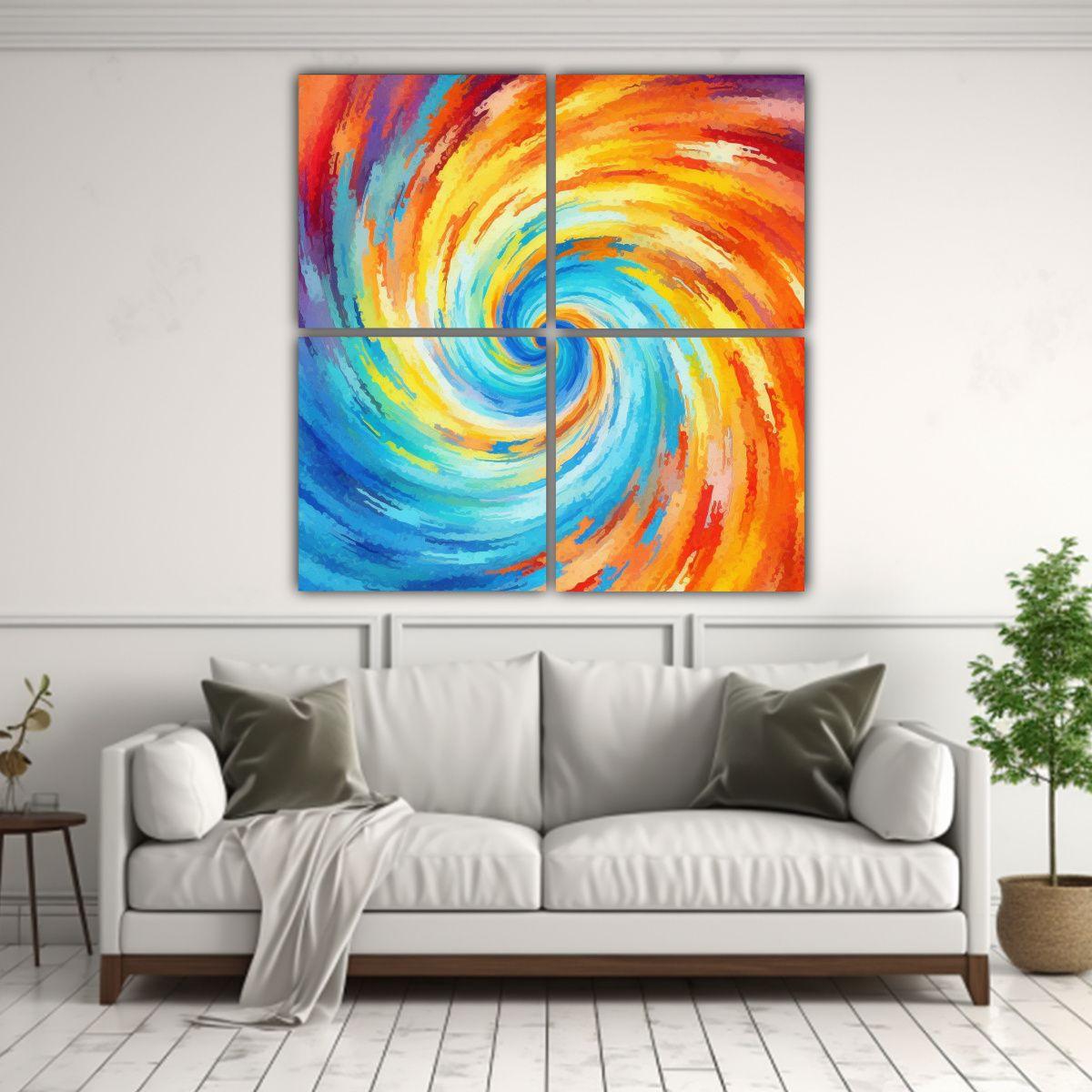 Cuadro Impreso Belleza Natural Wang Con Pintura 80x80 Cm-2