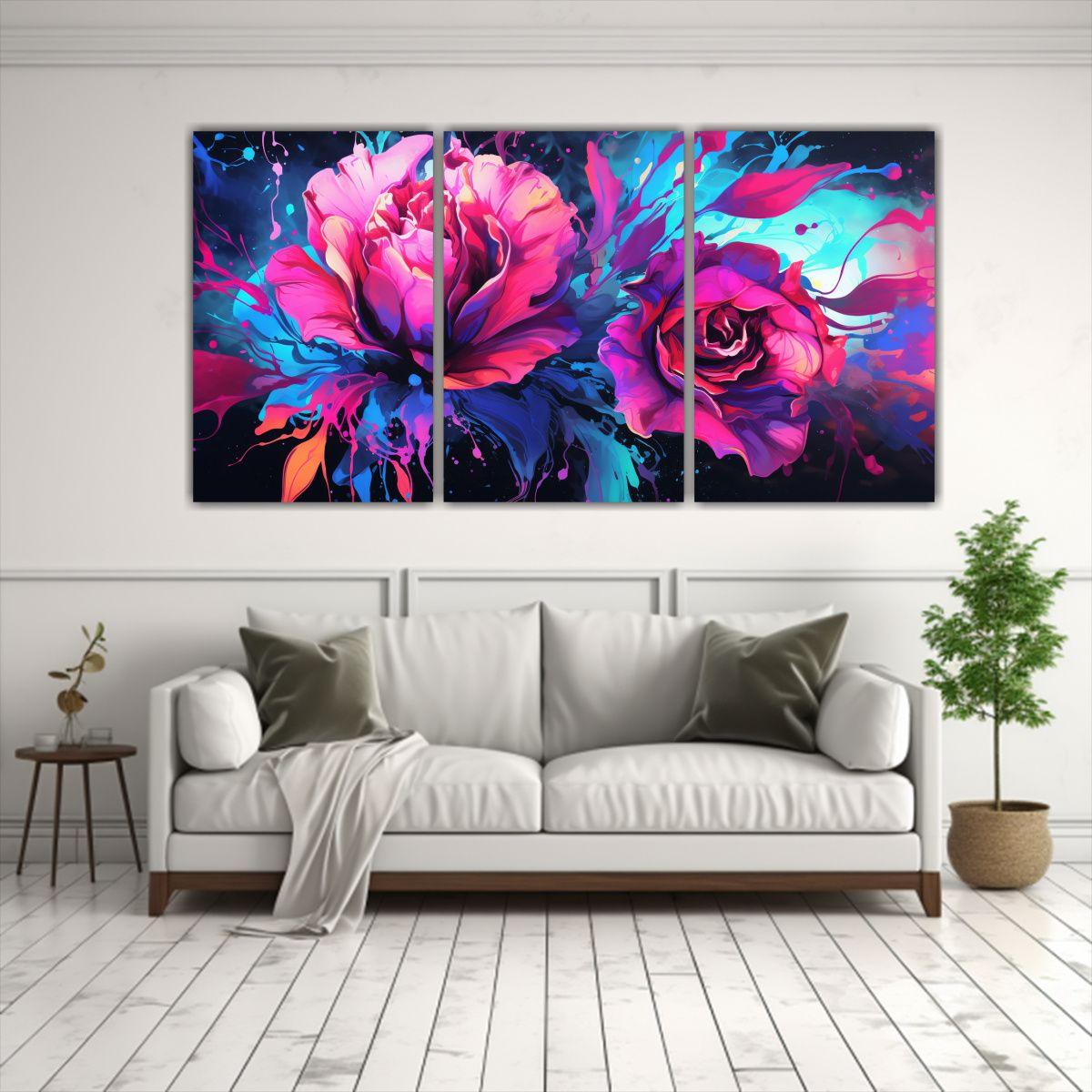 Cuadros Arte Gráfico Vibrantes Colores Neonoir 120x60 Cm-2