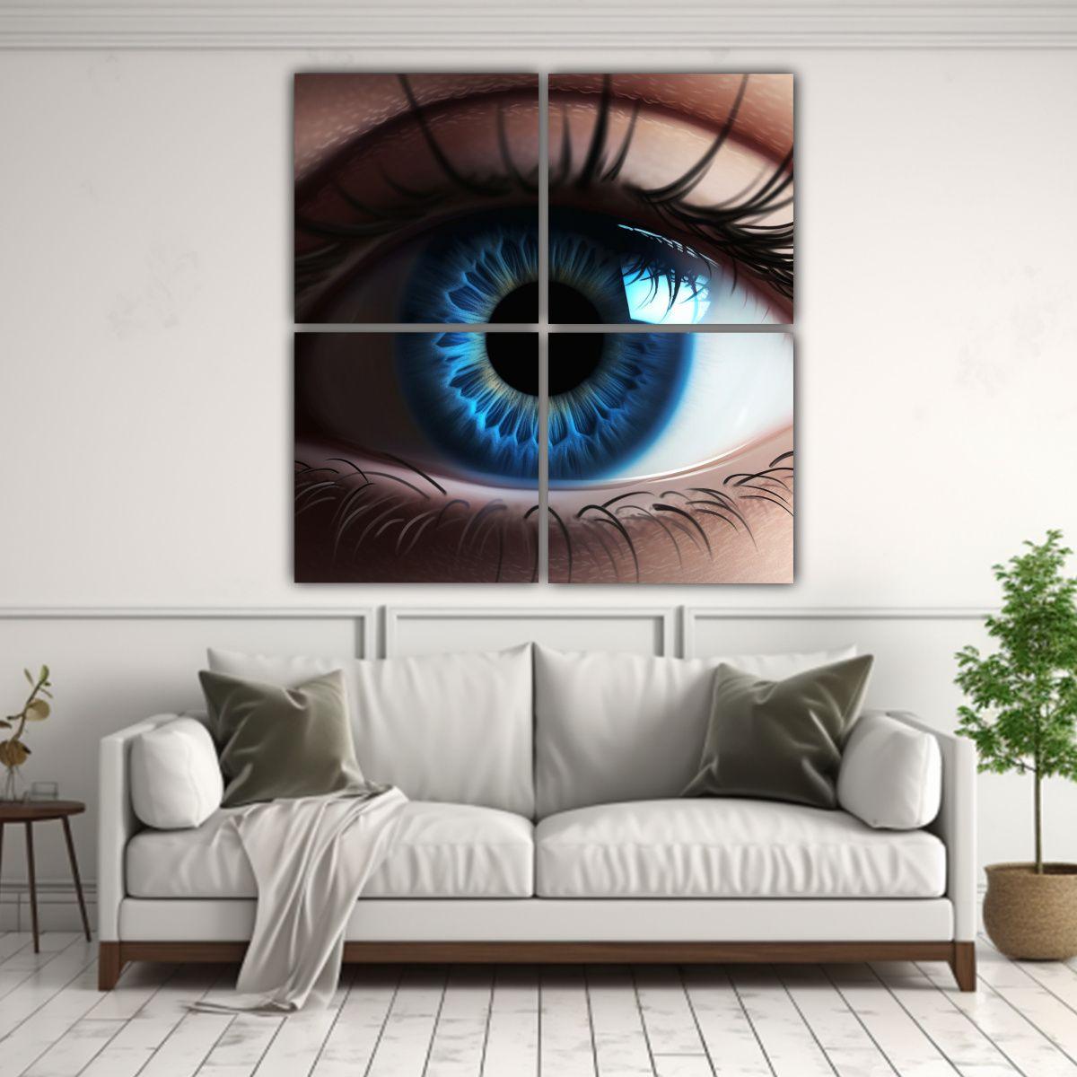 Cuadro Moderno Escena Ojo Azul Oscuro Realista 120x120 Cm-2