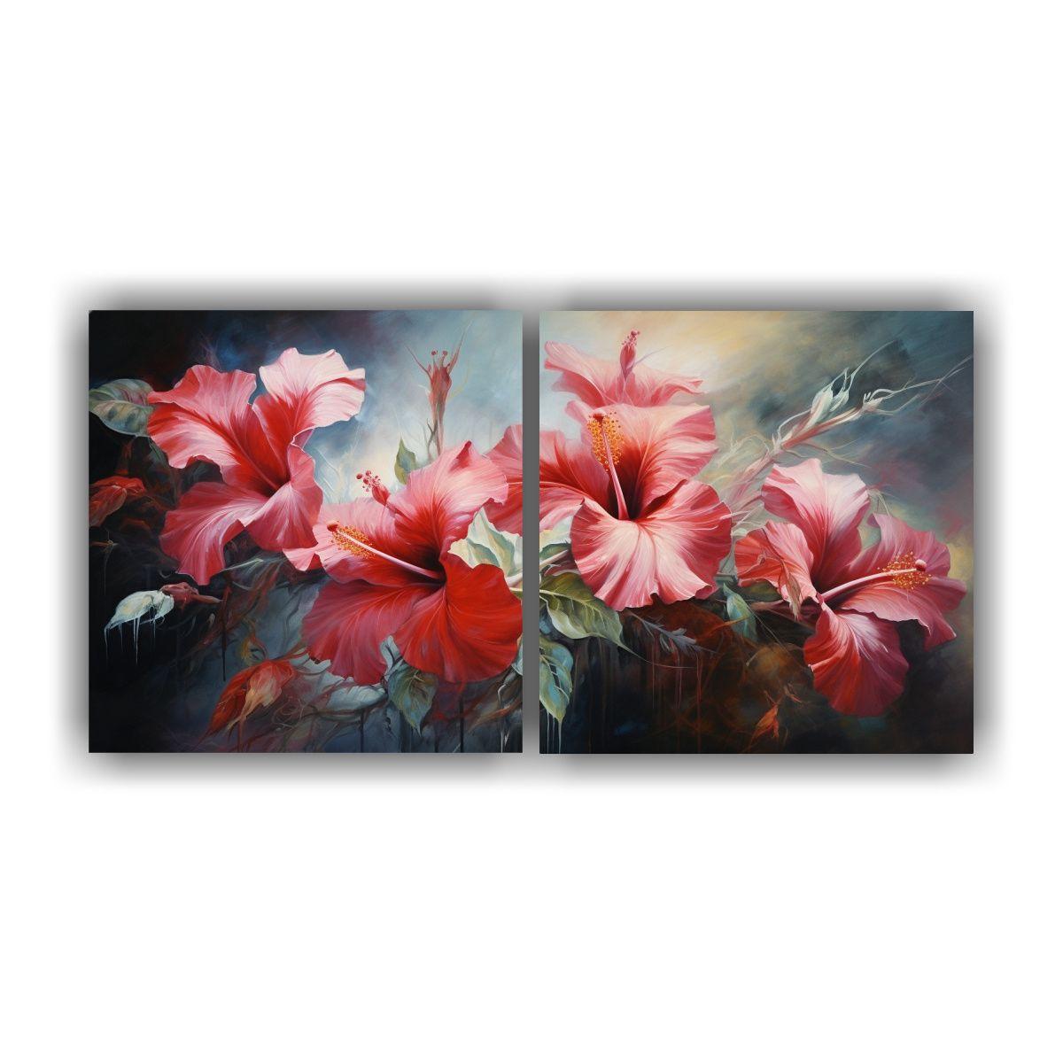Pintura Abstracta De Flores De Hibisco En óleo 160x80 Cm-0