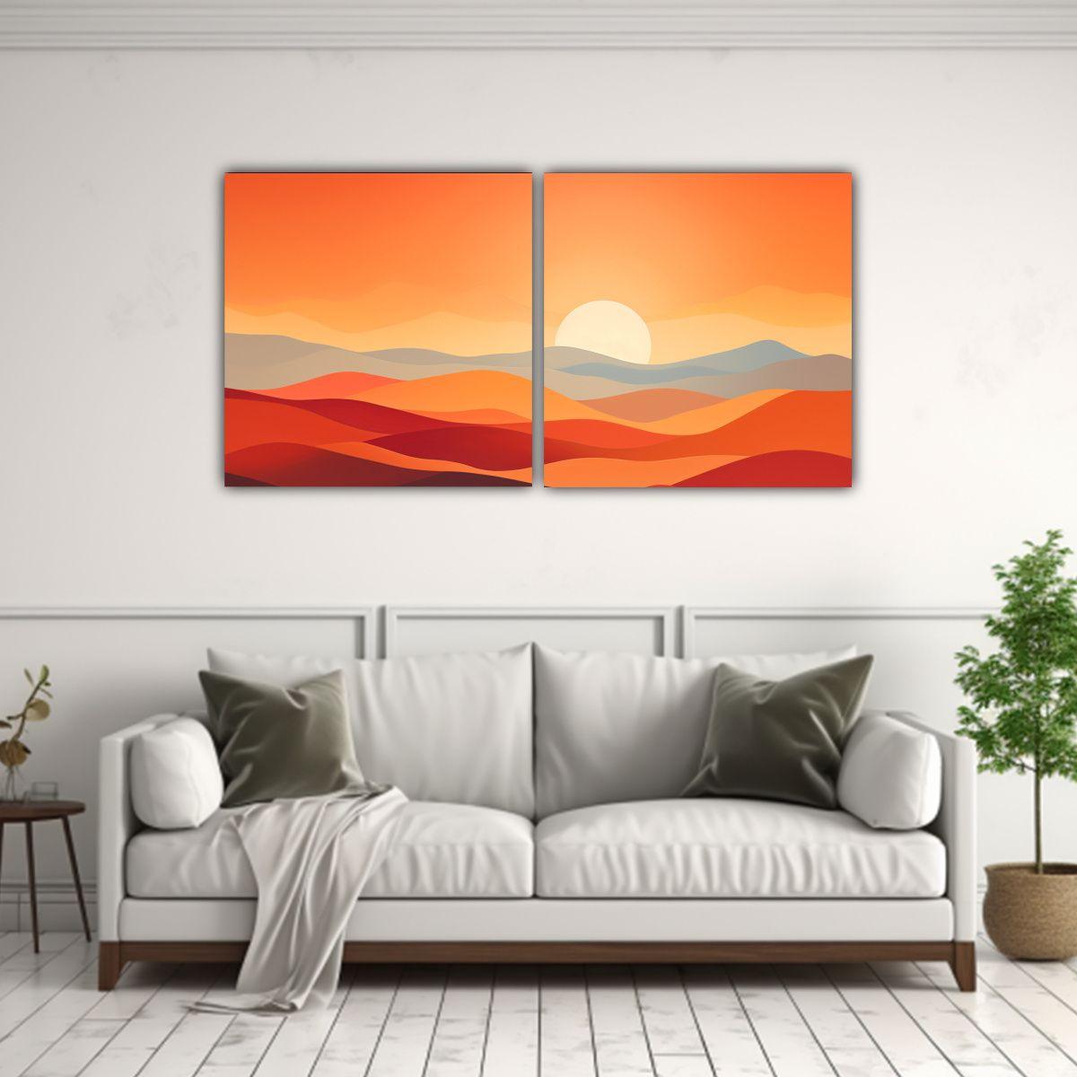 Cuadro De Interplay De Tonos Fríos Y Cálidos, 80x40 Cm-2