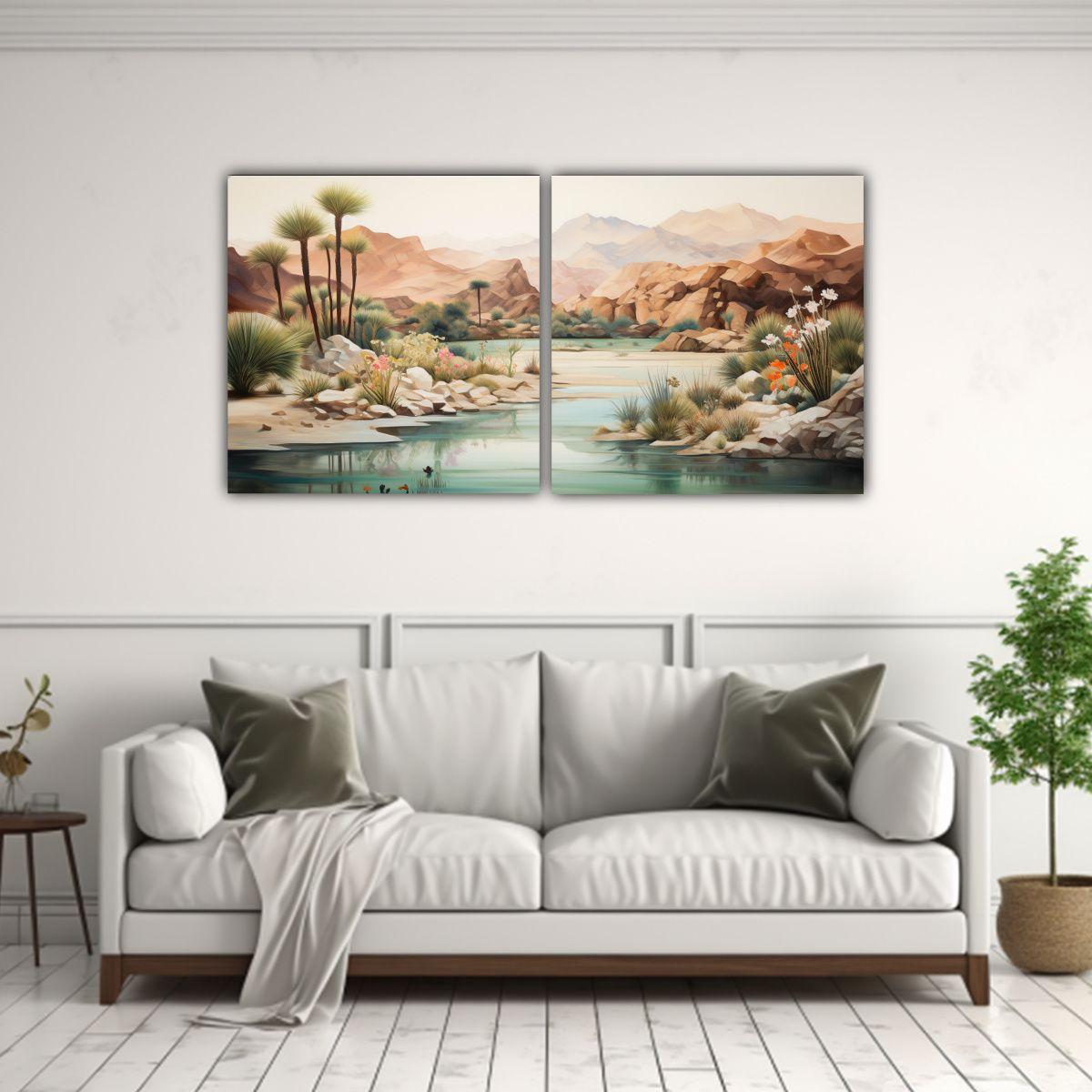 Arte Pared Fotografía Oasis Sereno Desierto 160x80 Cm-2