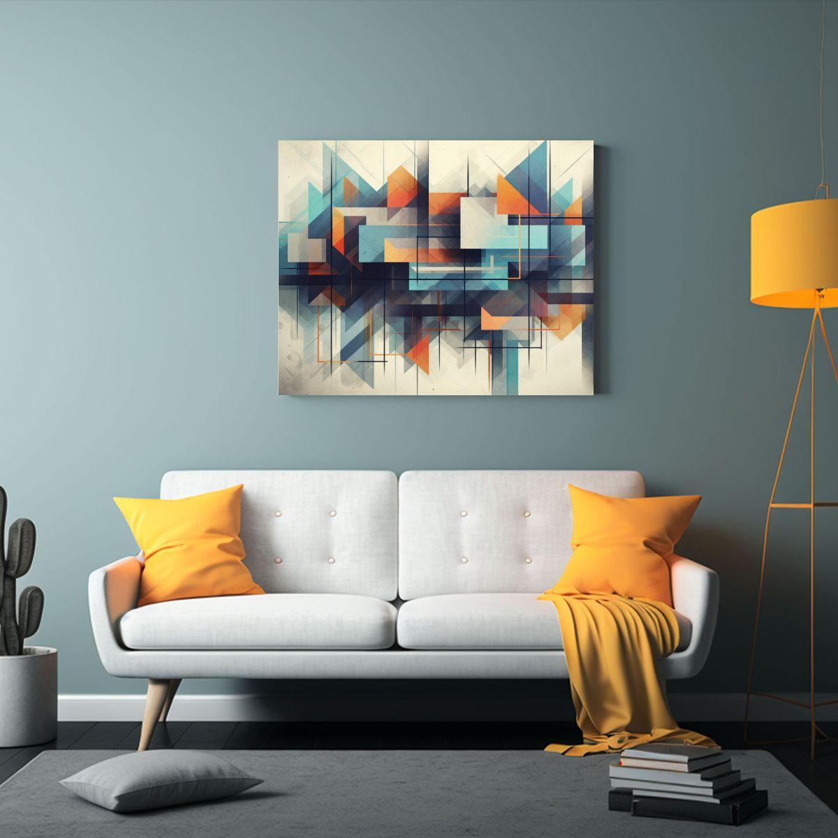 Cuadro Geométrico Moderno En Tonos Frescos HD, 65x50cm-2