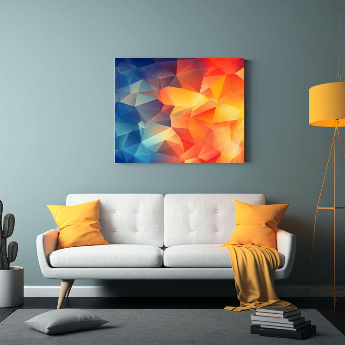 Cuadro Moderno Abstracto Poligonal Para Decoración De Sala 50x40cm-2